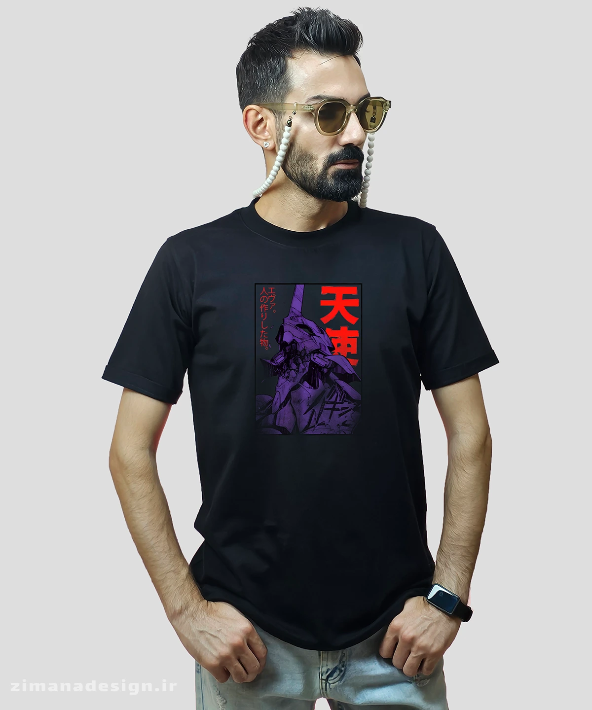 zimanaproduct-0663-b-b5 تیشرت مردانه و زنانه انیمه طرح نئون جنسیس - Image 1