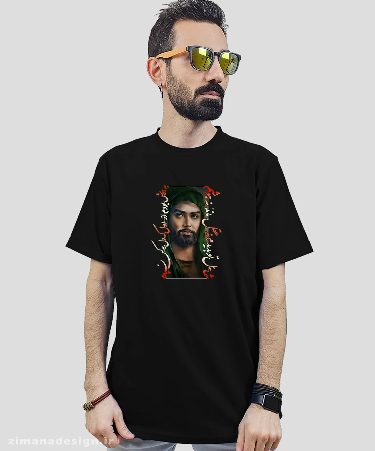 zimanaproduct-0674-b-b4 تیشرت مردانه و زنانه محرمی طرح شمایل تو بدیدم نه عقل ماند و نه هوشم کد 674 - Image 1
