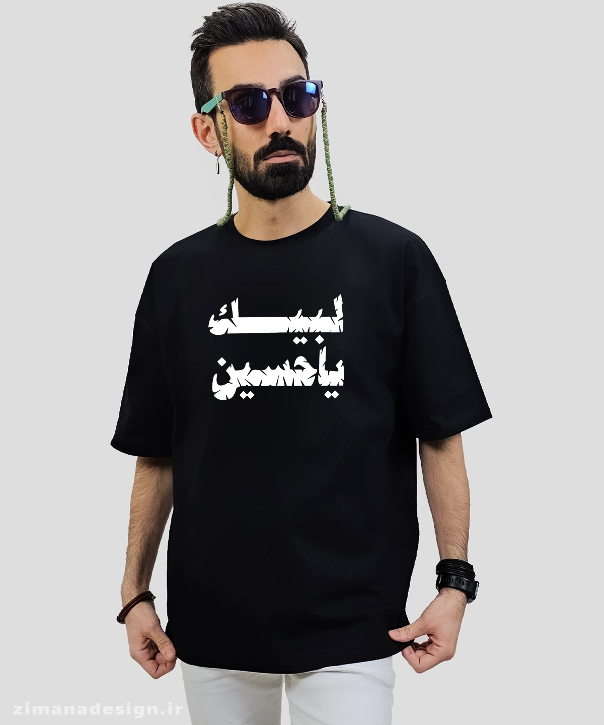 zimanaproduct-0681-l-b1 تیشرت لش مردانه و زنانه محرمی مدل لبیک یا حسین - Image 1