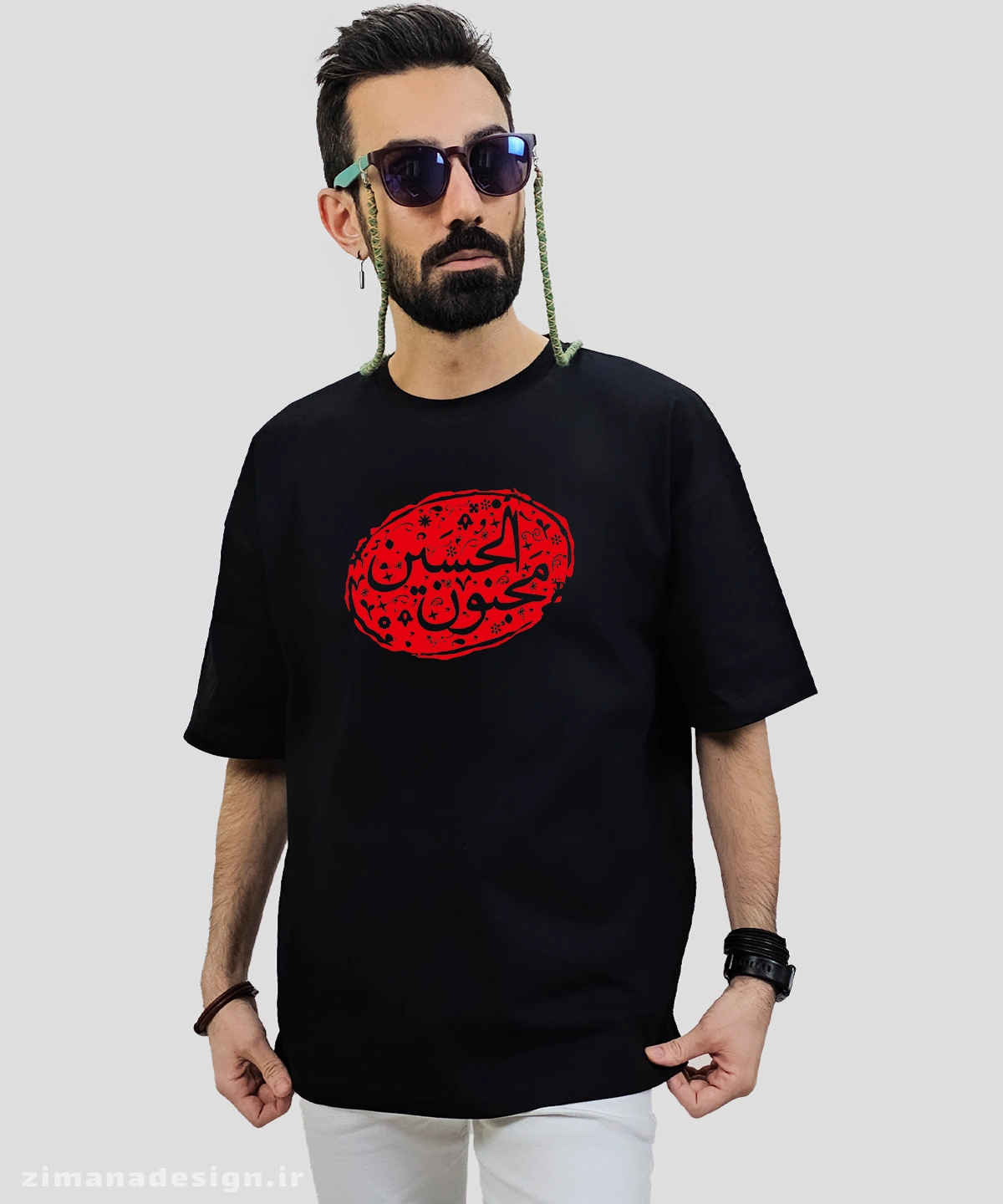 zimanaproduct-0690-l-b تیشرت لش مردانه و زنانه مذهبی طرح مجنون الحسین کد 690 - Image 1