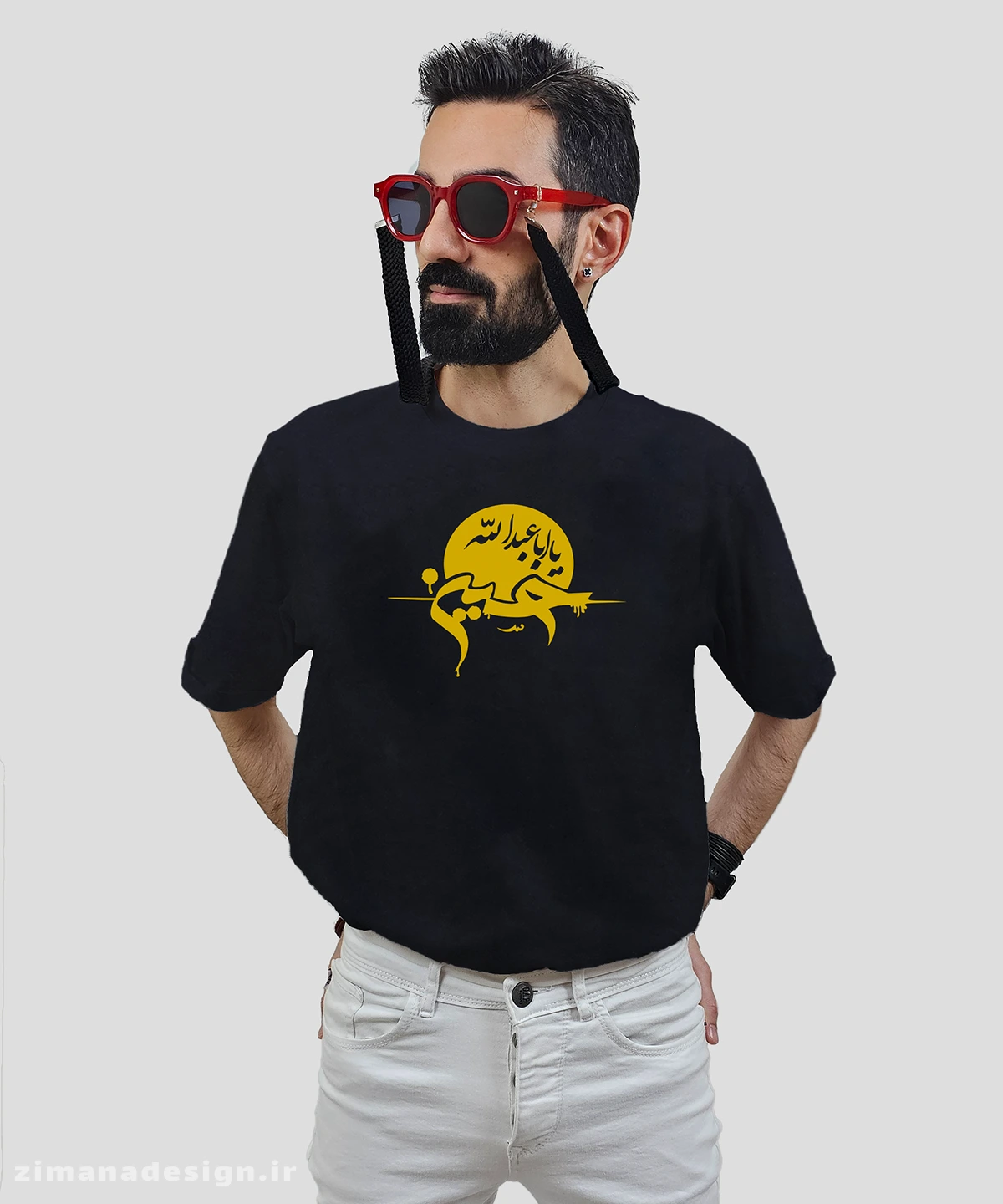 zimanaproduct-0692-b-b3 تیشرت مردانه و زنانه مذهبی طرح یا ابا عبدلله الحسین کد 692 - Image 1