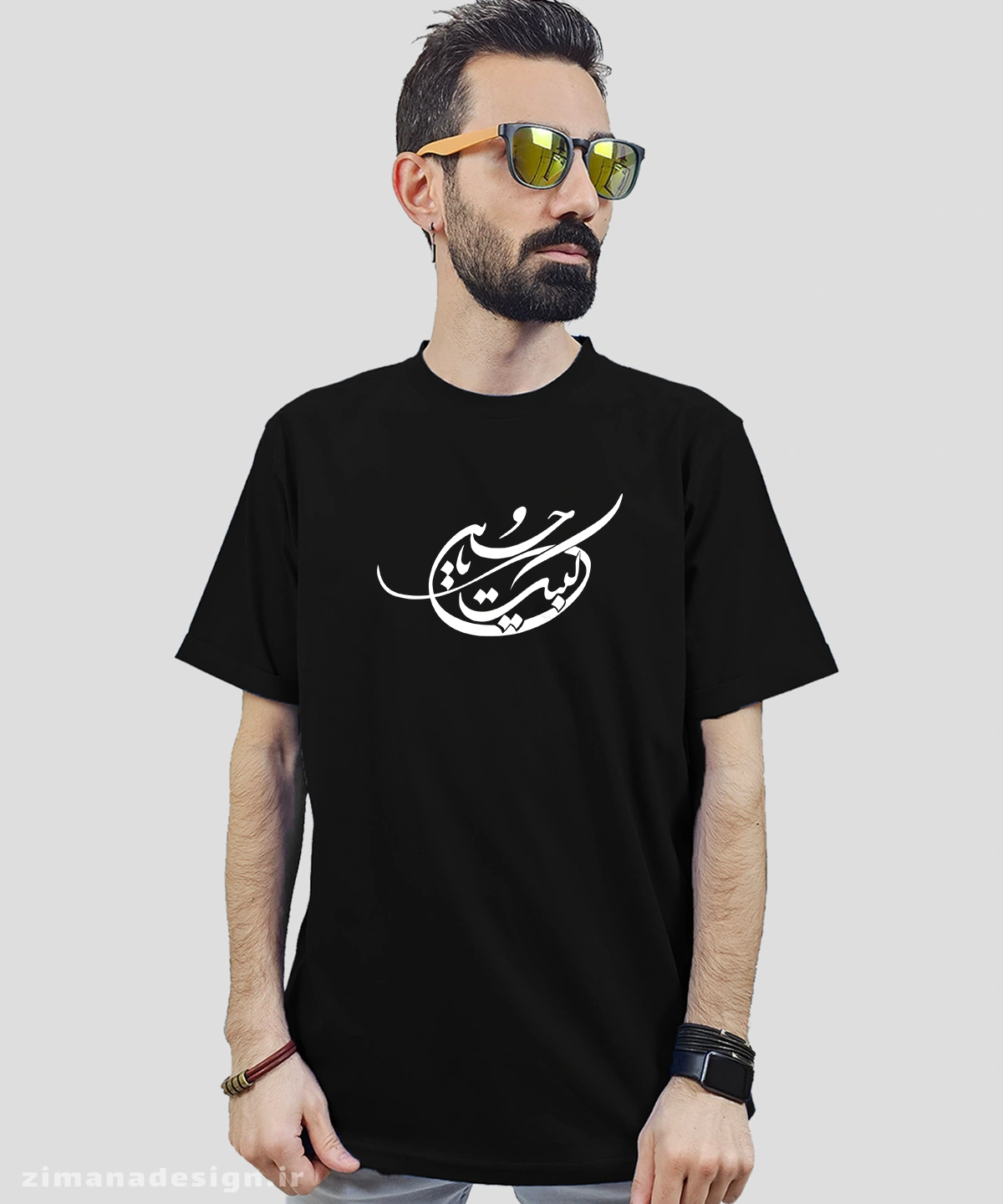 zimanaproduct-0693-b-b2 تیشرت مردانه و زنانه مذهبی طرح لبیک یا حسین کد 693 - Image 1