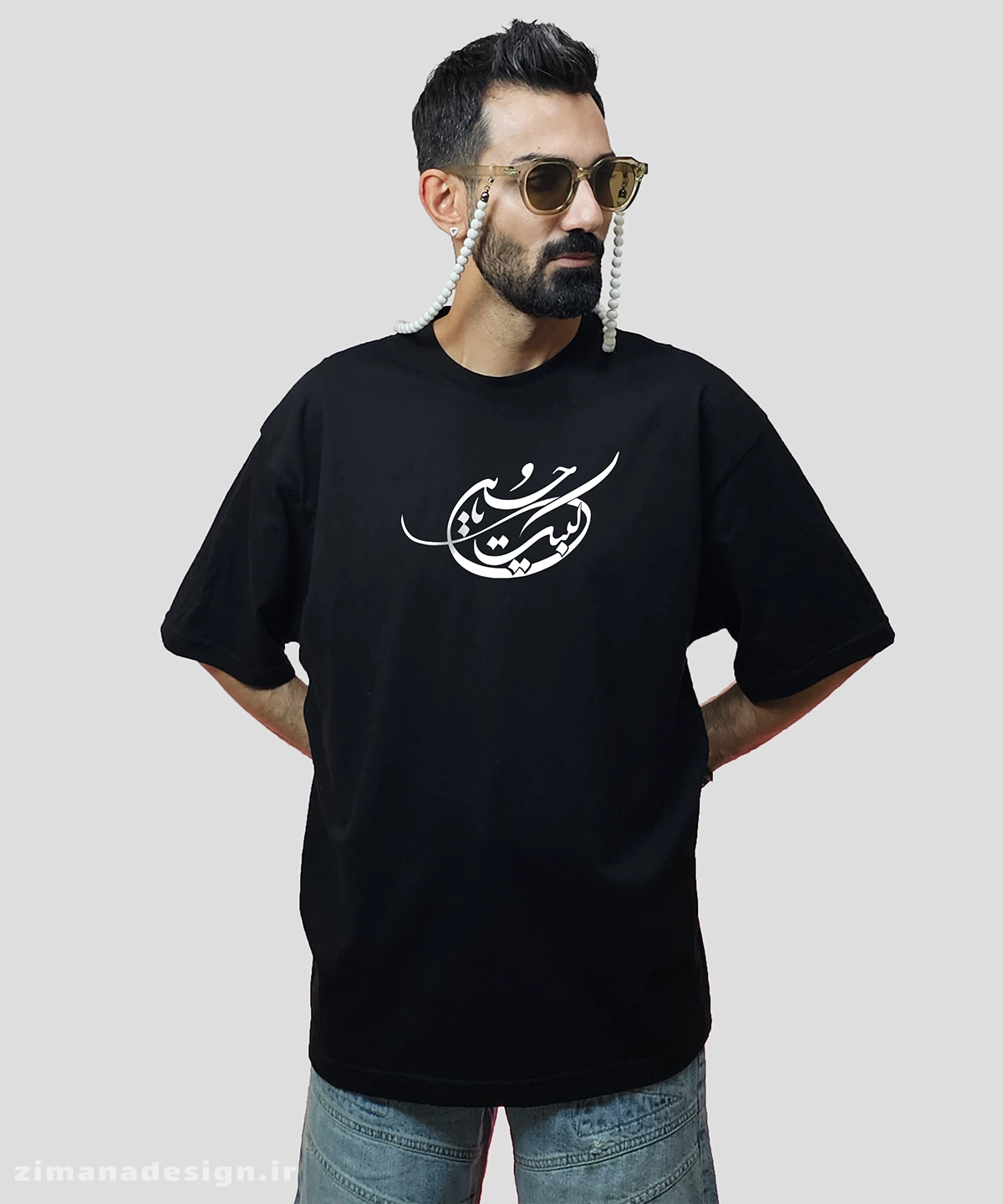 zimanaproduct-0693-l-b3 تیشرت لش مردانه و زنانه مذهبی طرح لبیک یا حسین کد 693 - Image 1