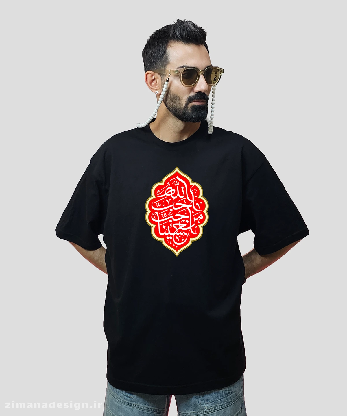 zimanaproduct-0698-l-b3 تیشرت لش مردانه و زنانه مذهبی طرح احب الله من احب حسینا کد 698 - Image 1