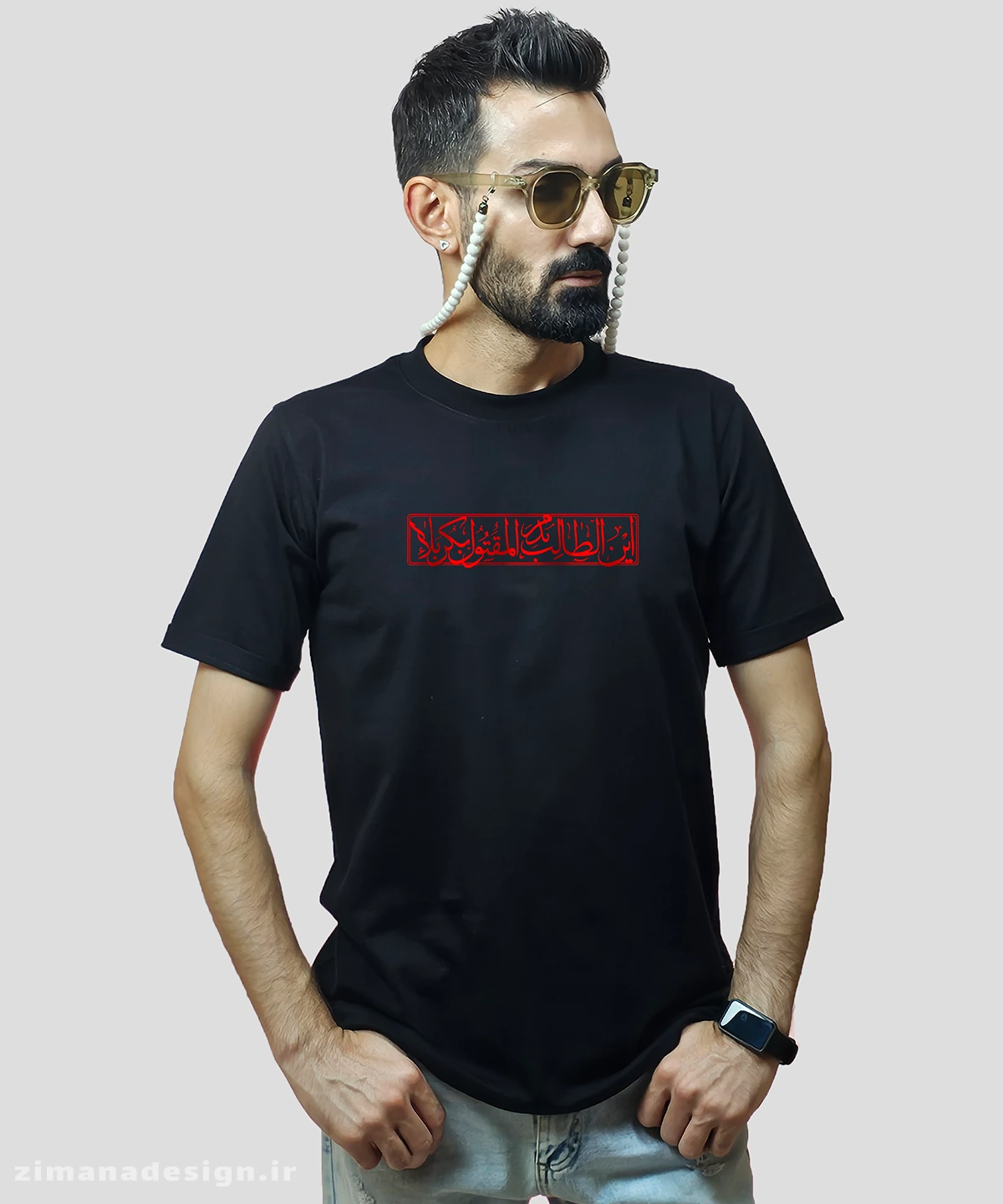 zimanaproduct-0699-b-b3 تیشرت مردانه و زنانه مذهبی طرح این الطالب بدم المقتول بکربلا کد 699 - Image 1