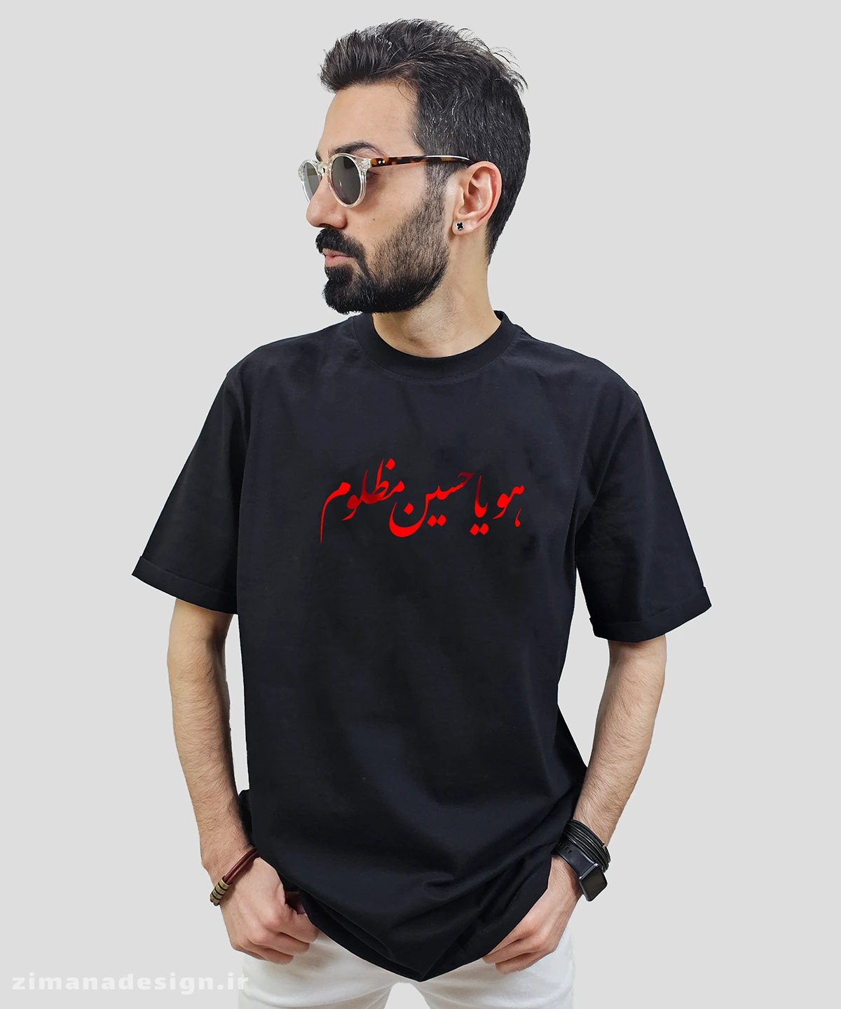 zimanaproduct-0700-b-b3 تیشرت مردانه و زنانه مذهبی طرح هو یا حسین مظلوم کد 700 - Image 1