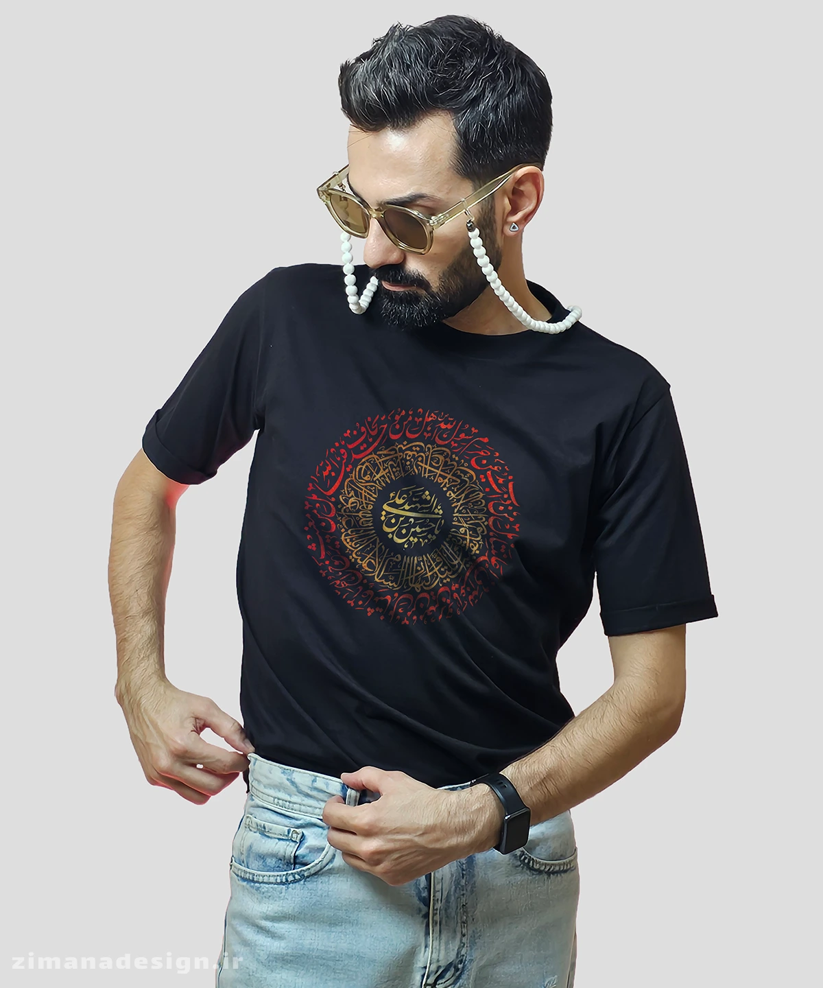 zimanaproduct-0705-b-b3 تیشرت مردانه و زنانه مذهبی طرح یا حسین بن علی الشهید کد 705 - Image 1