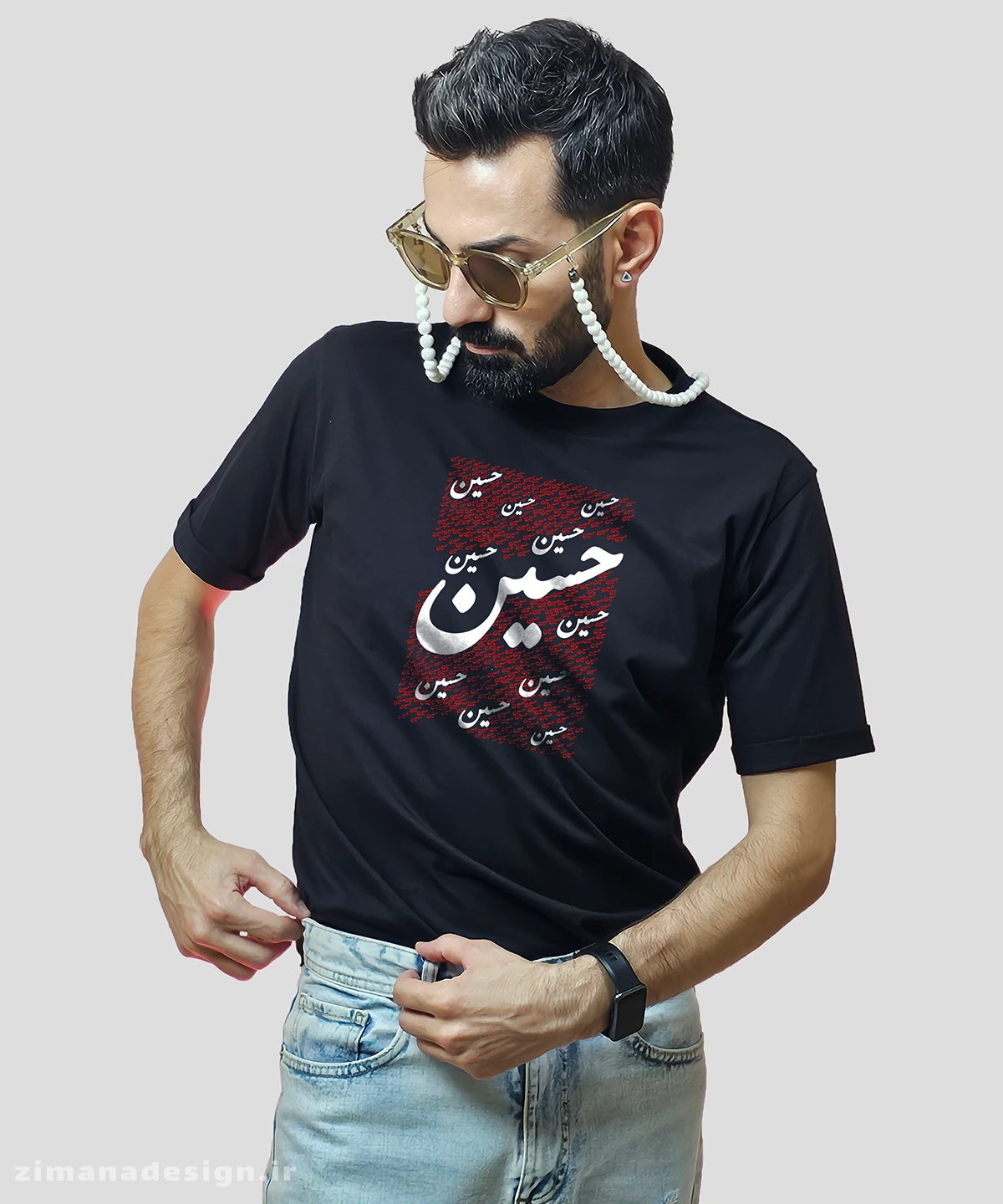 zimanaproduct-0711-b-b3 تیشرت مردانه و زنانه مذهبی طرح حسین (ع) کد 711 - Image 1