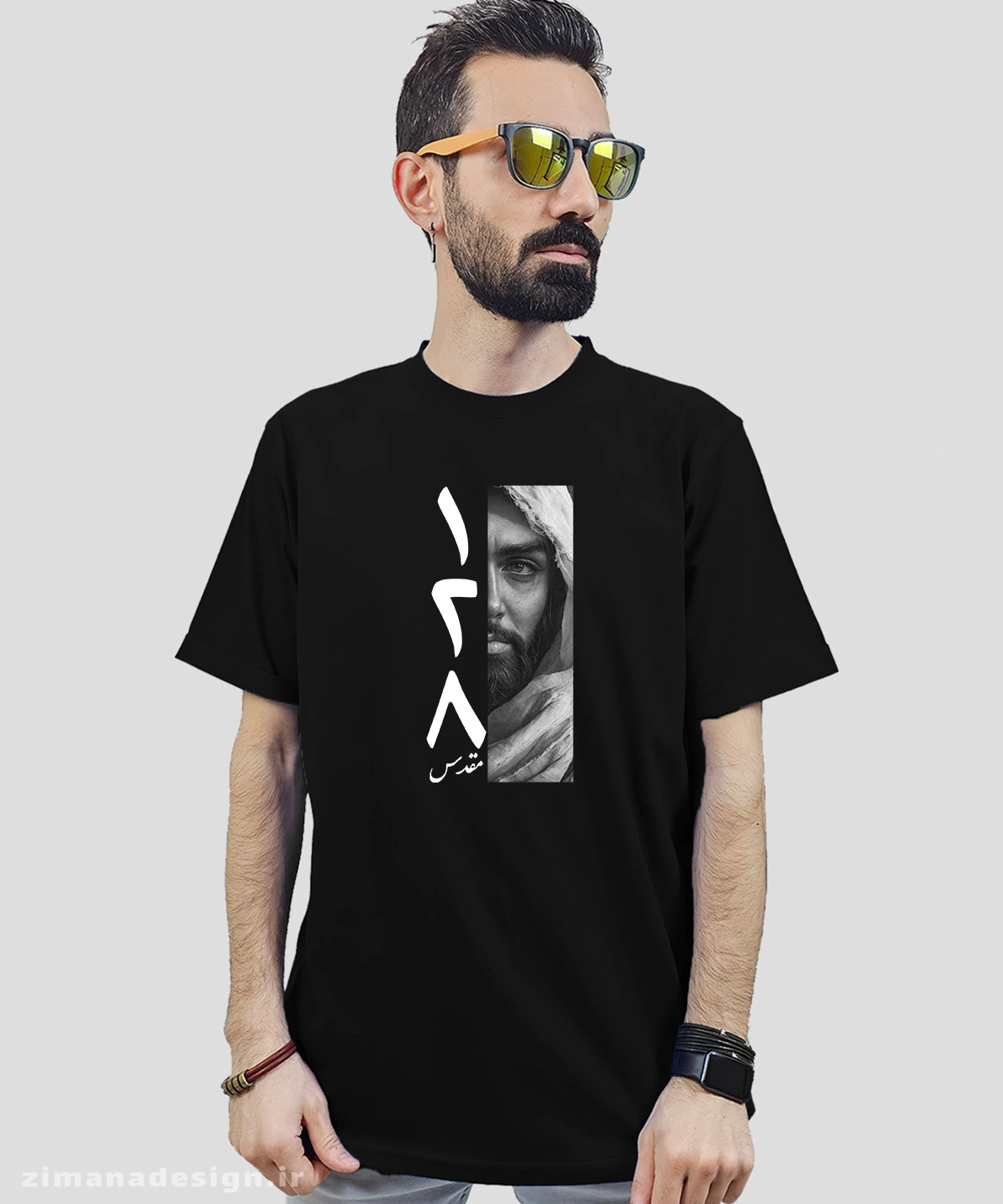zimanaproduct-0713-b-b2 تیشرت مردانه و زنانه محرمی امام حسین طرح صد و بیست و هشت مقدس کد 713 - Image 1
