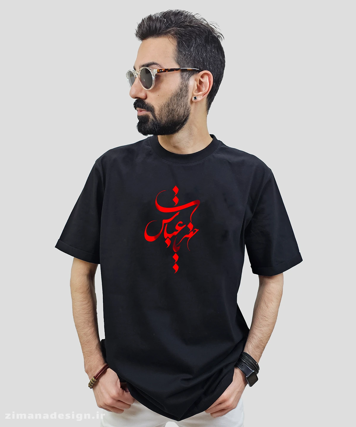 zimanaproduct-0717-b-b3 تیشرت مردانه و زنانه مذهبی طرح یا حضرت عباس کد 717 - Image 1