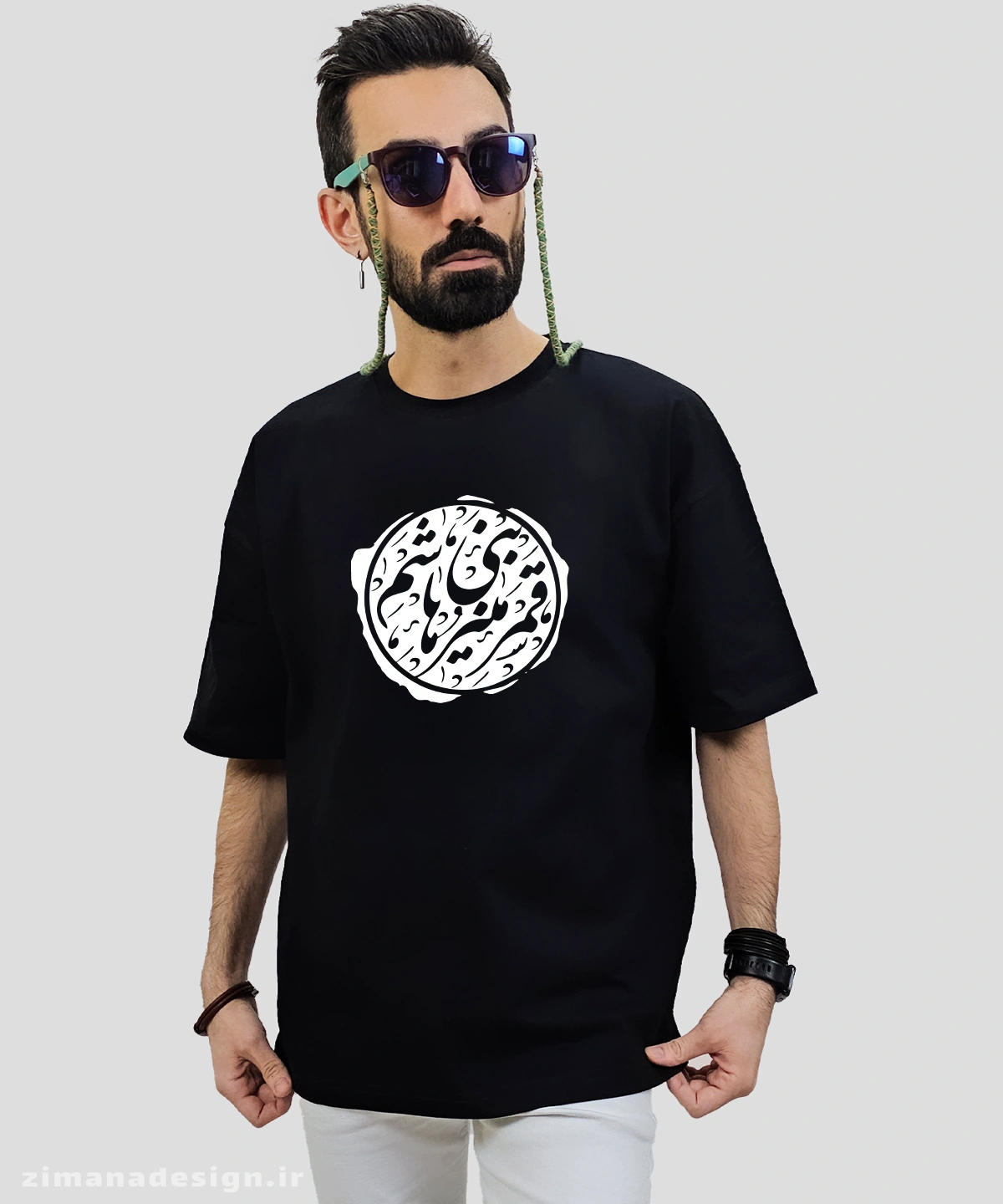 zimanaproduct-0718-l-b تیشرت لش مردانه و زنانه مذهبی طرح قمر منیر بنی هاشم کد 718 - Image 1