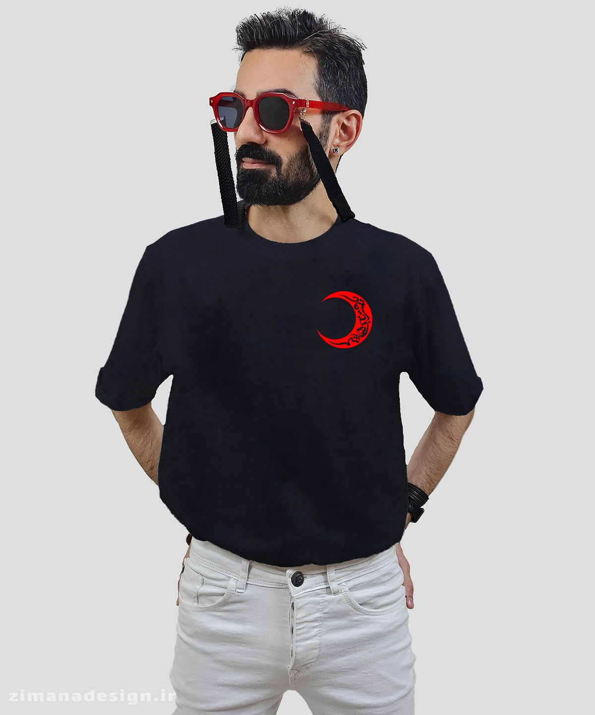 zimanaproduct-0721-b-b3 تیشرت مردانه و زنانه مذهبی طرح ماه یا قمر بنی هاشم کد 721 - Image 1