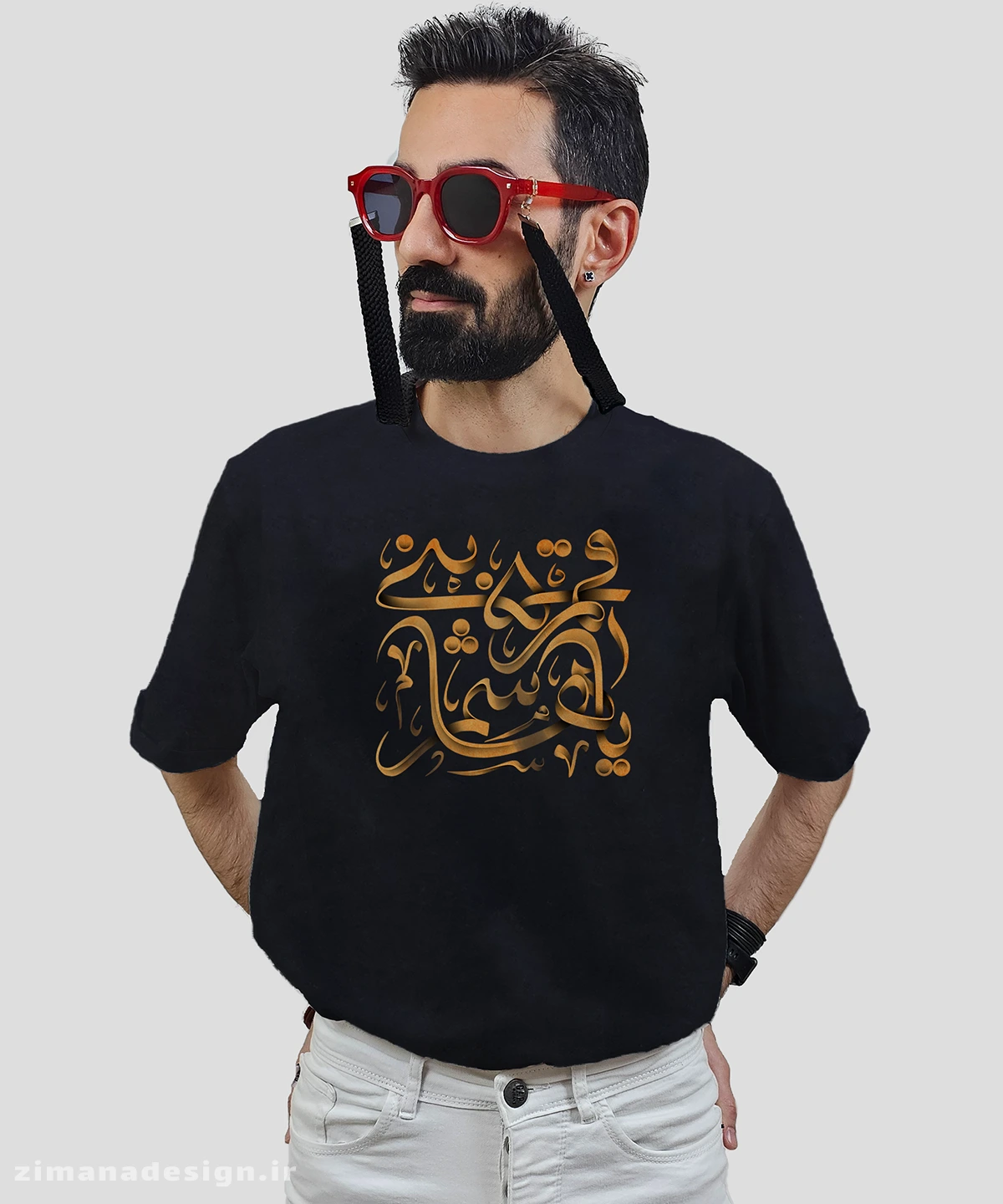 zimanaproduct-0724-b-b3 تیشرت مردانه و زنانه مذهبی طرح یا قمر بنی هاشم کد 724 - Image 1