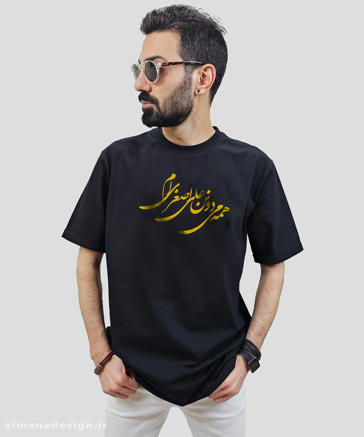 zimanaproduct-0733-b-b3 تیشرت مردانه و زنانه مذهبی طرح همه می دونن علی اصغری ام کد 733 - Image 1