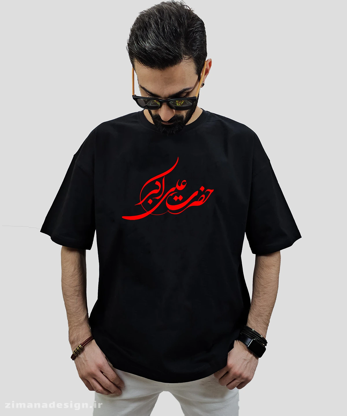 zimanaproduct-0735-l-b3 تیشرت لش مردانه و زنانه مذهبی طرح حضرت علی اکبر کد 735 - Image 1