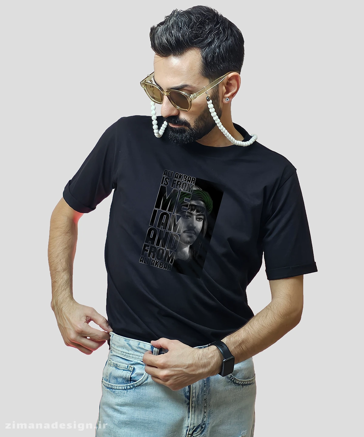 zimanaproduct-0737-b-b3 تیشرت مردانه و زنانه مذهبی طرح علی اکبر | Ali Akbar کد 737 - Image 1