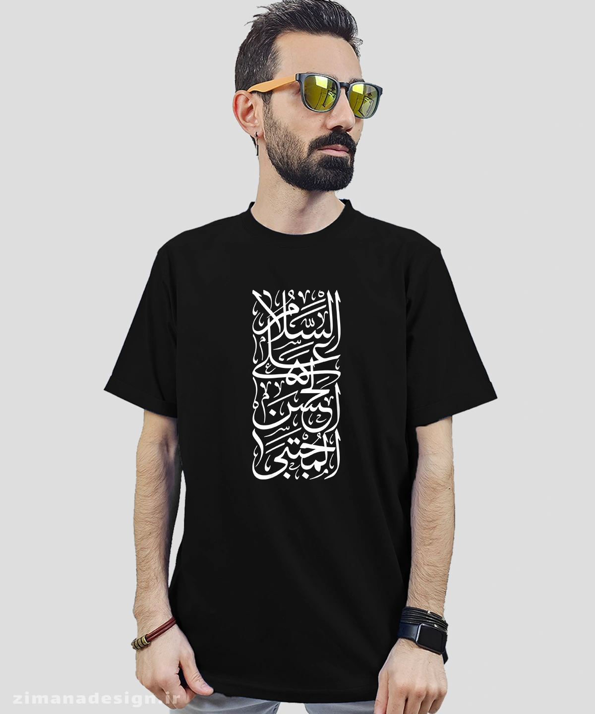 zimanaproduct-0744-b-b2 تیشرت مردانه و زنانه مذهبی طرح السلام علی الحسن المجتبی کد 744 - Image 1