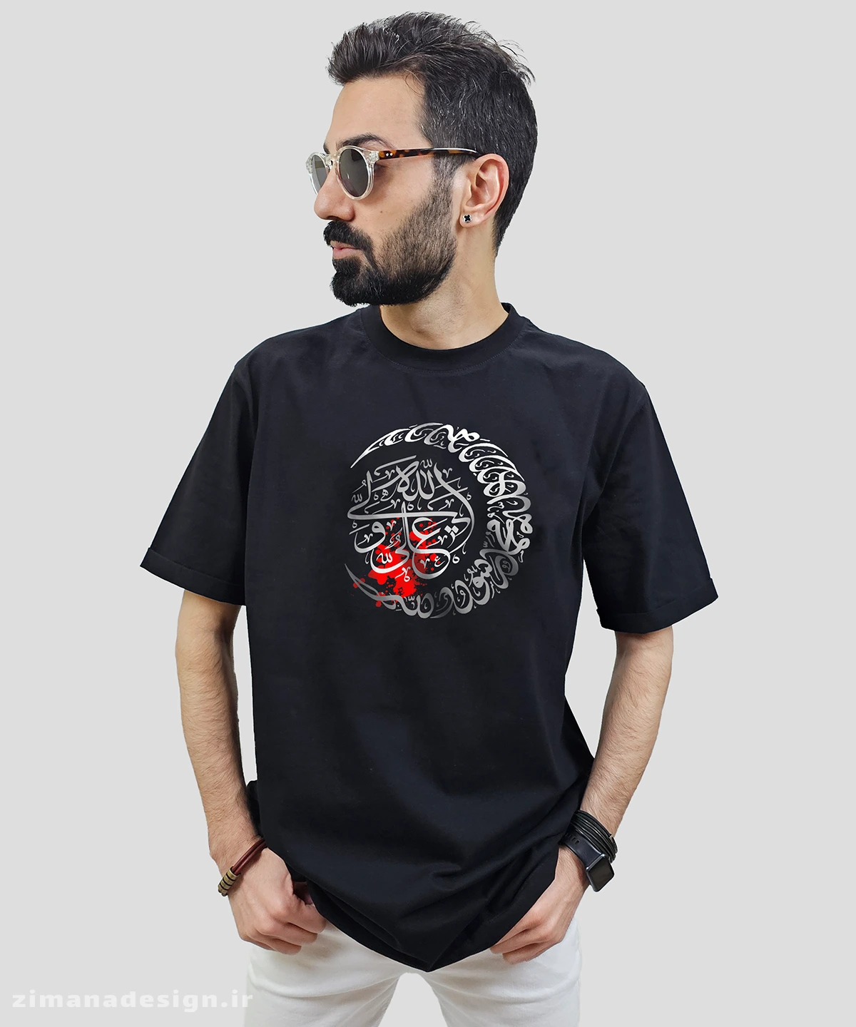 zimanaproduct-0752-b-b3 تیشرت مردانه و زنانه مذهبی طرح یا علی ولی الله کد 752 - Image 1