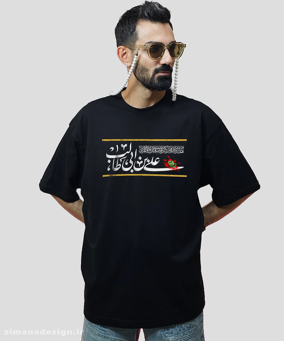 zimanaproduct-0755-l-b3 تیشرت لش مردانه و زنانه مذهبی طرح علی بن ابی طالب کد 755 - Image 1