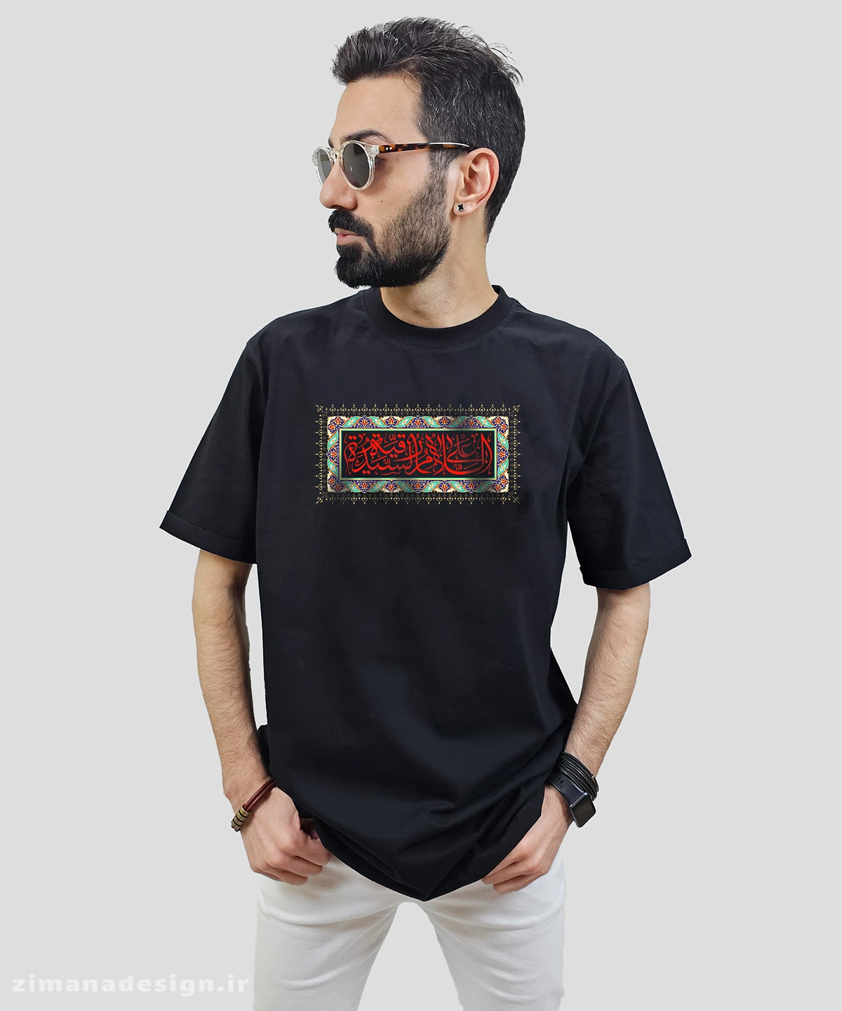 zimanaproduct-0767-b-b3 تیشرت مردانه و زنانه مذهبی طرح السلام علی السیده رقیه کد 767 - Image 1