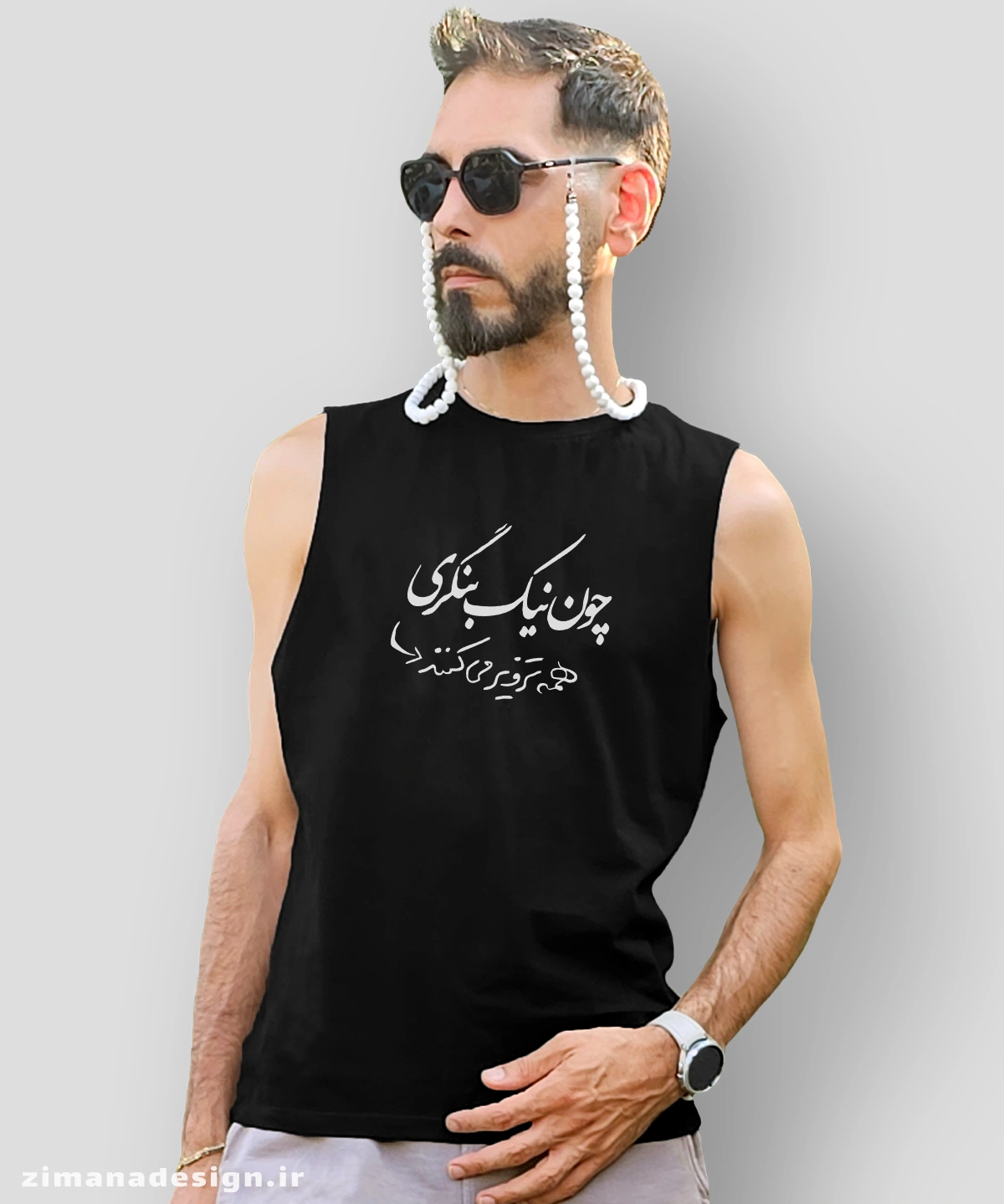 zimanaproduct-0810-t-b1 تاپ مردانه و زنانه تایپوگرافی طرح چون نیک بنگری همه ترویز می کنند - Image 1