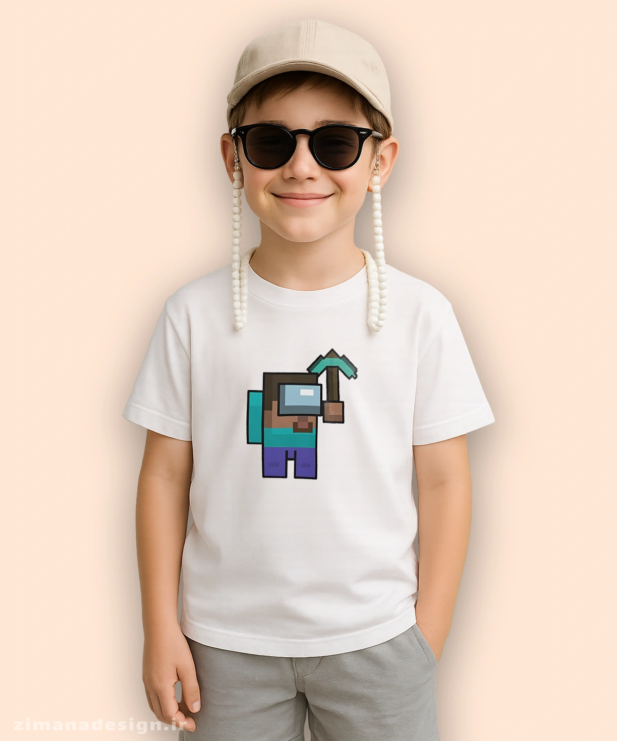 zimanaproduct-0127-bc-w تیشرت بچگانه مدل ماینکرافت - Image 1