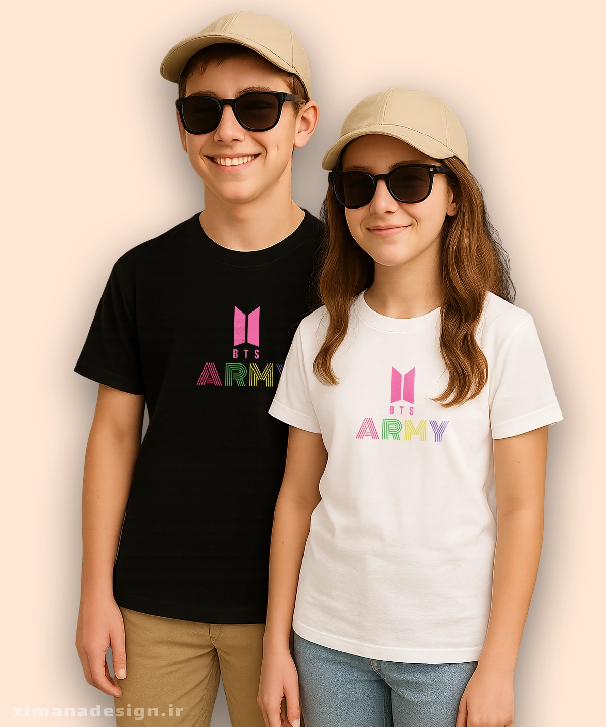 zimanaproduct-0235-bc-bw تیشرت بچگانه مدل گروه بی تی اس | BTS ARMY - Image 1