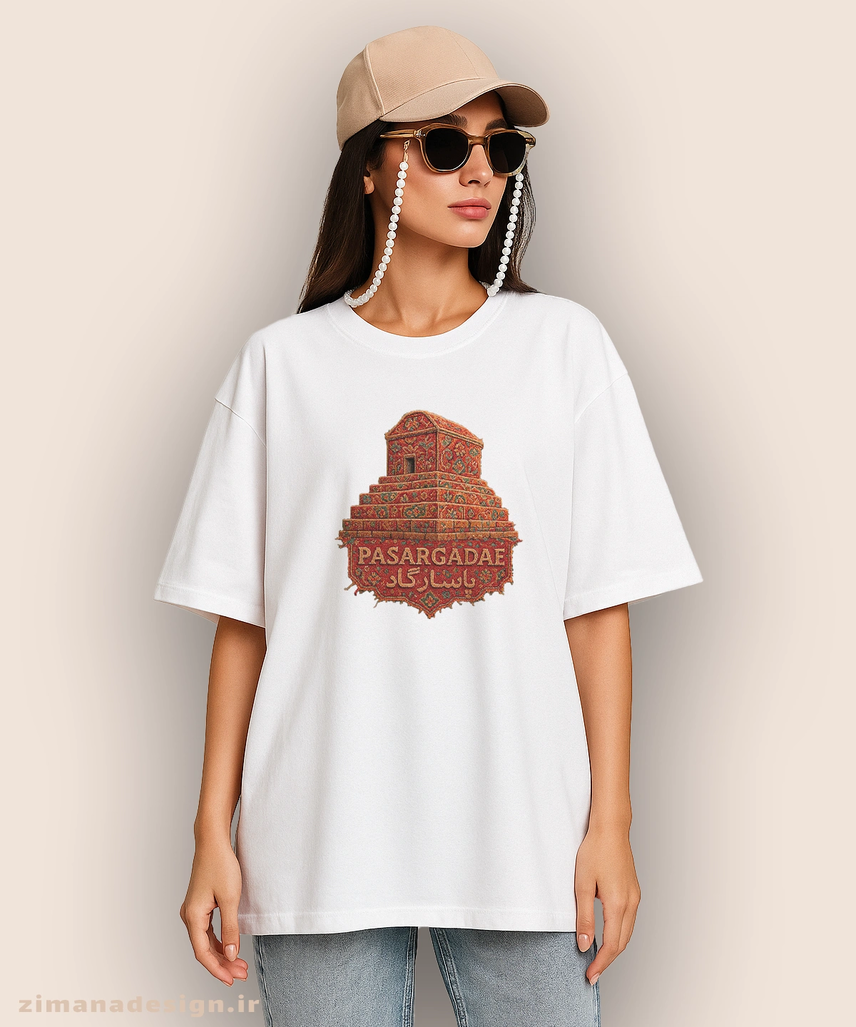 zimanaproduct-0842-l-w تیشرت لش مردانه و زنانه طرح پاسارگاد تلفیق با هنر فرش ایرانی - Image 1
