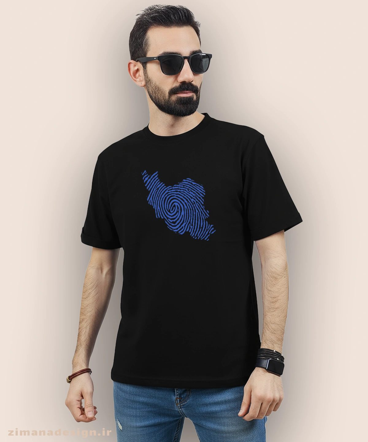 zimanaproduct-0847-b-b3 تیشرت مردانه و زنانه طرح نقشه ایران با اثر انگشت - Image 1