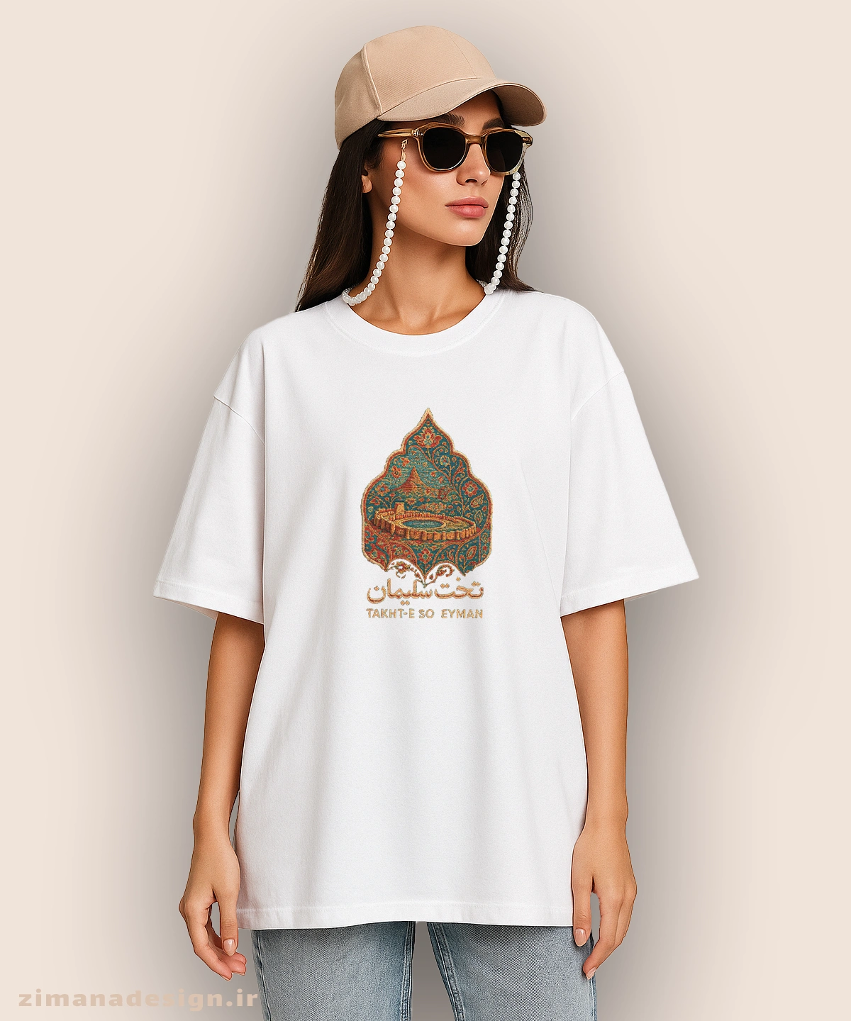 zimanaproduct-0859-l-w تیشرت لش مردانه و زنانه طرح تخت سلمیان تلفیق با هنر فرش ایرانی - Image 1