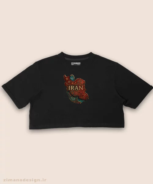 کراپ زنانه طرح نقشه ایران تلفیق با هنر فرش ایرانی - Image 5