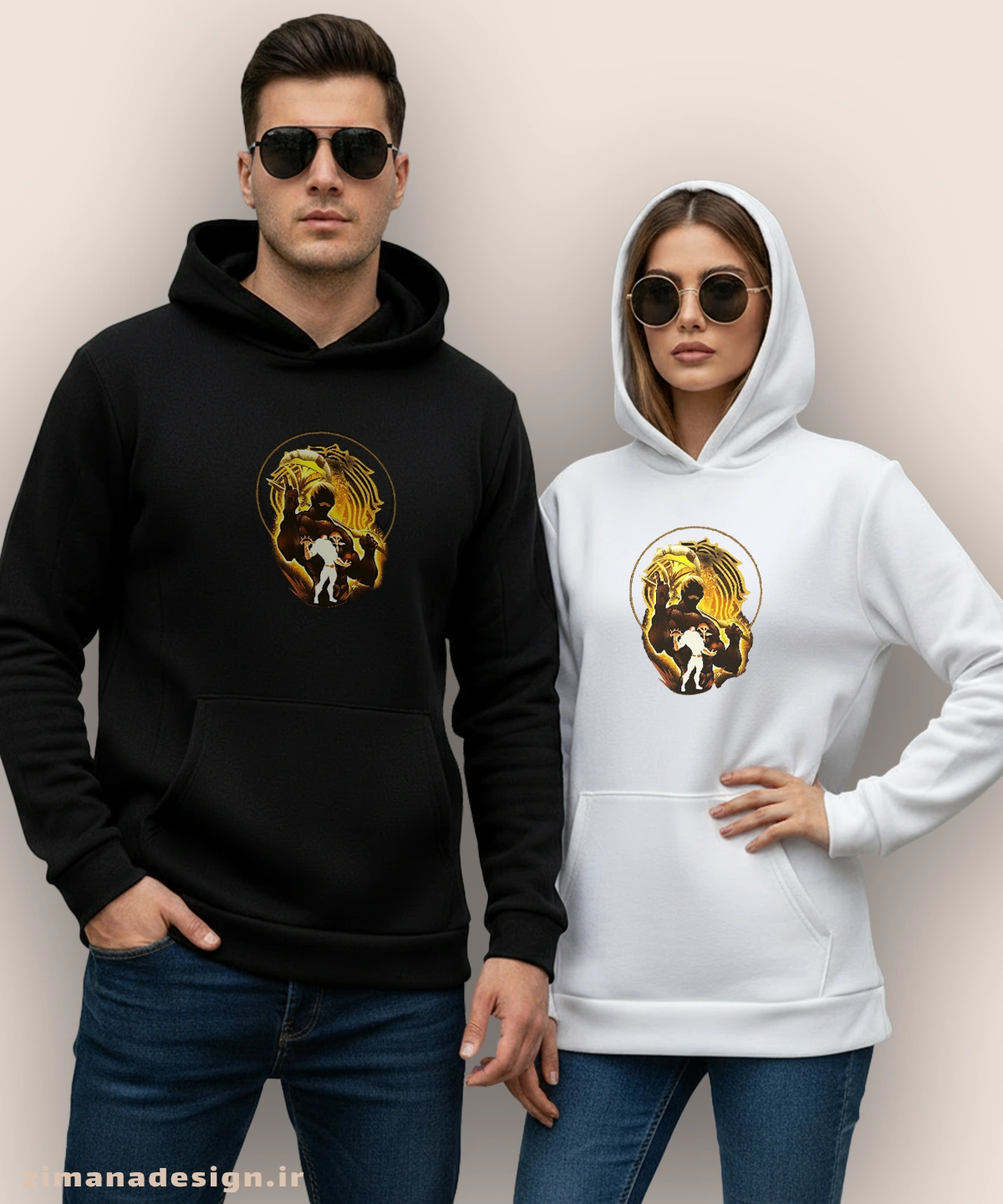 zimanaproduct-0880-h-bw2 هودی مردانه و زنانه طرح هفت گناه مرگبار شخصیت اسکانور - Image 1