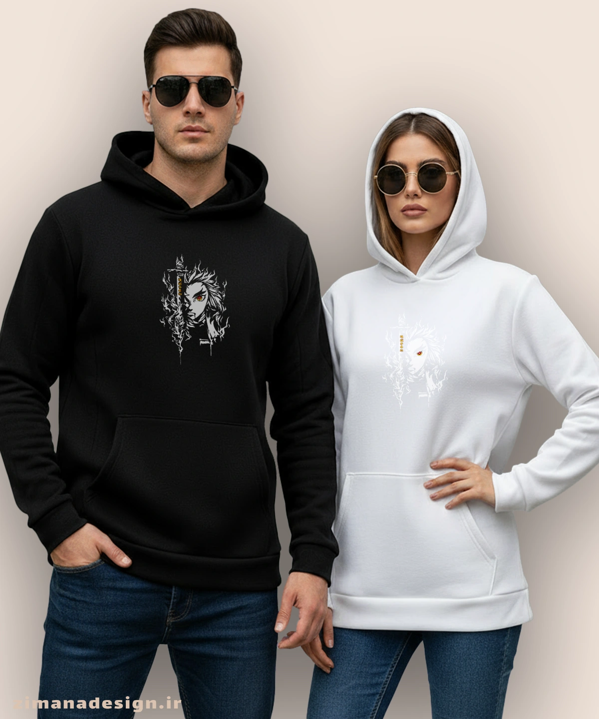 zimanaproduct-0903-h-bw2 هودی مردانه و زنانه طرح شیطان کش شخصیت کیوجورو رنگوکو کد 903 - Image 1
