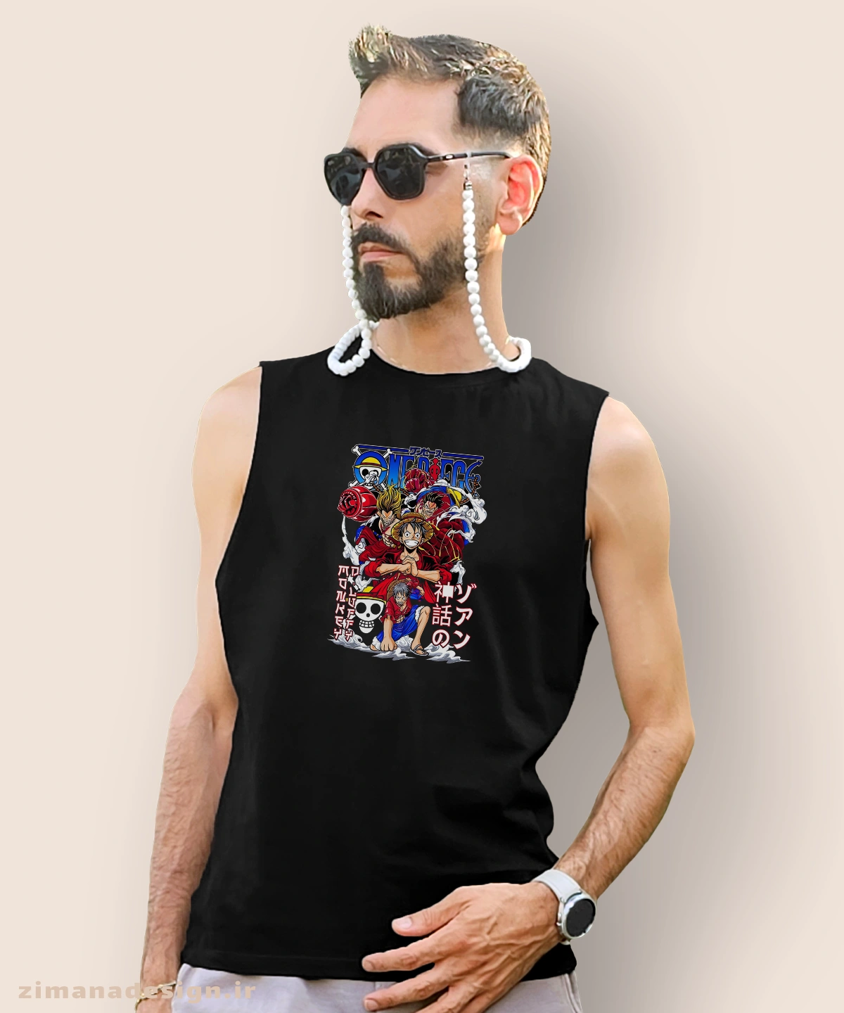zimanaproduct-0910-t-b1 تاپ مردانه و زنانه طرح وان پیس کد910 - Image 1