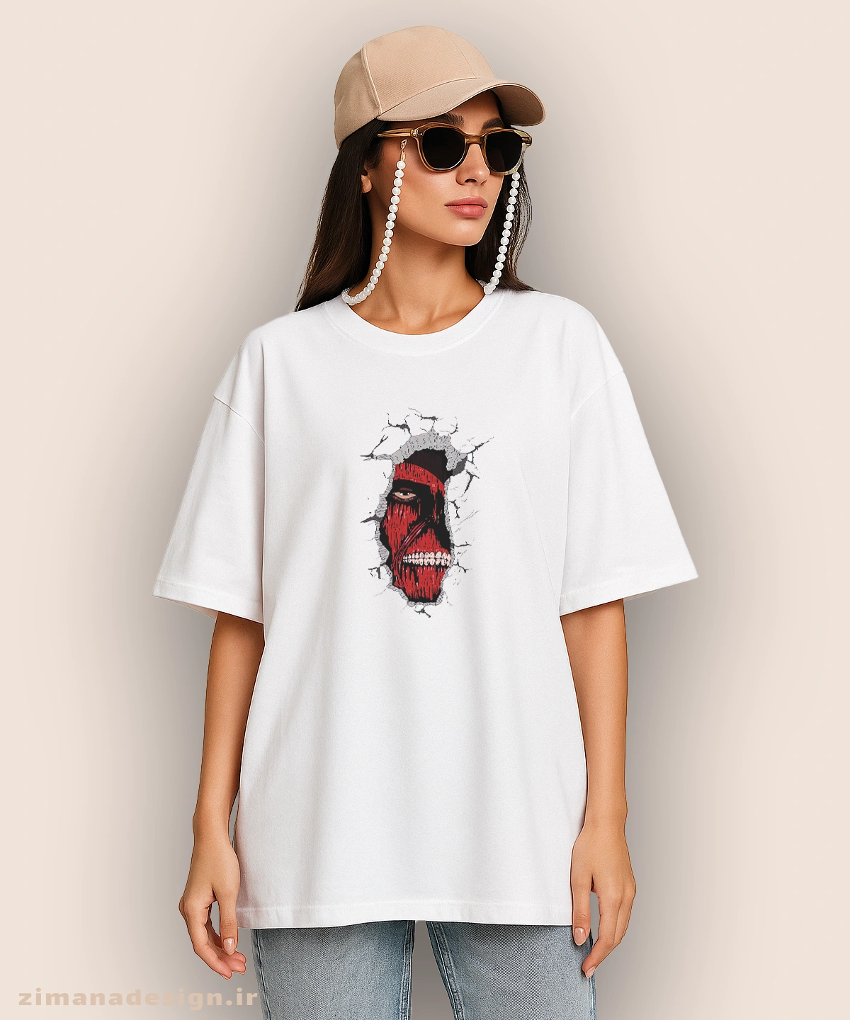 zimanaproduct-0927-l-w تیشرت لش مردانه و زنانه طرح اتک آن تایتان 927 - Image 1