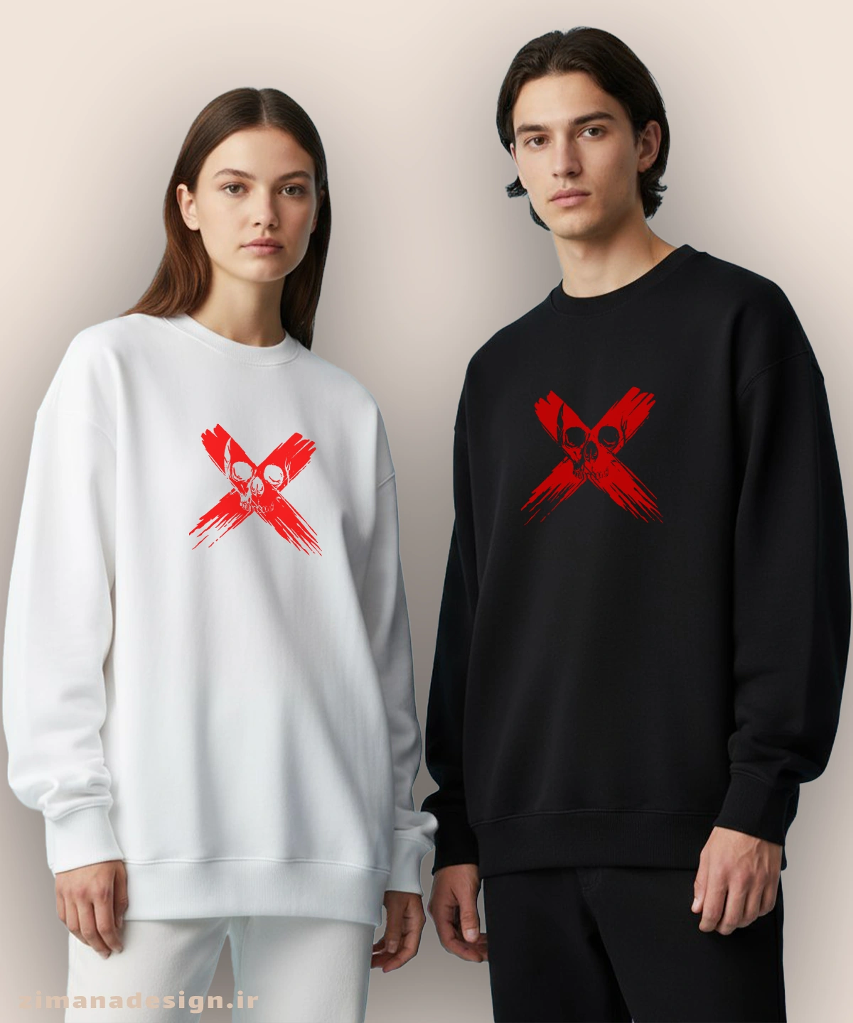 zimanaproduct-0930-d-bw دورس مردانه و زنانه طرح اسکلت مرگ کد 930 - Image 1