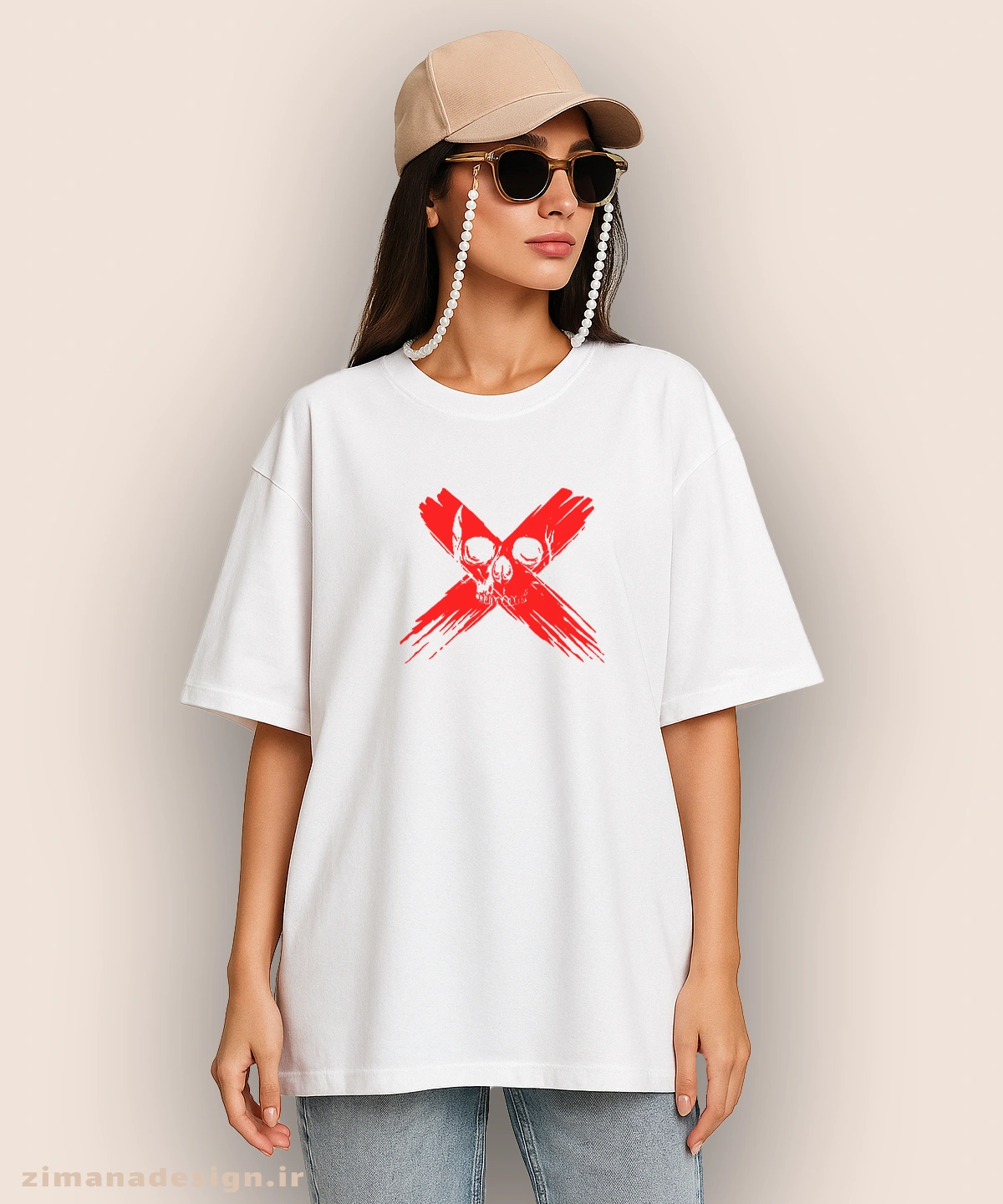 zimanaproduct-0930-l-w تیشرت لش مردانه و زنانه طرح اسکلت مرگ کد 930 - Image 1