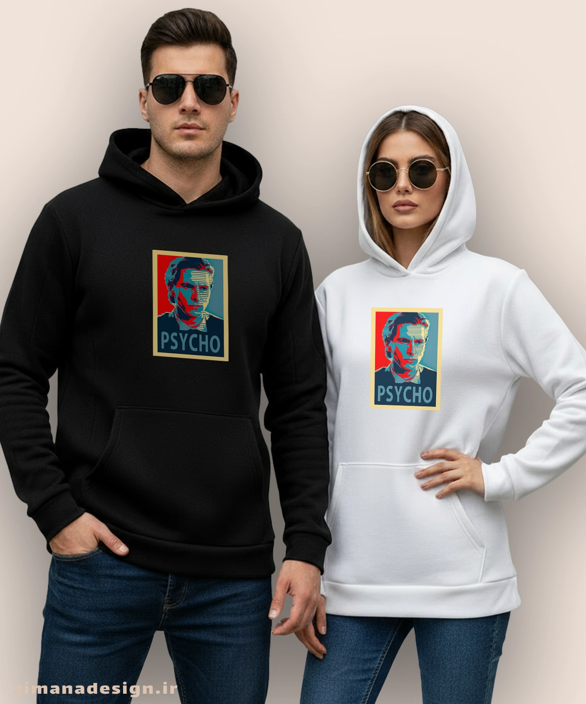 zimanaproduct-0936-h-bw2 هودی مردانه و زنانه طرح روانی آمریکایی شخصیت پاتریک بیتمن کد 936 - Image 1