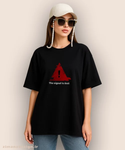 تیشرت لش مردانه و زنانه طرح مثلث سیگنال از دست رفته کد 965 - Image 3