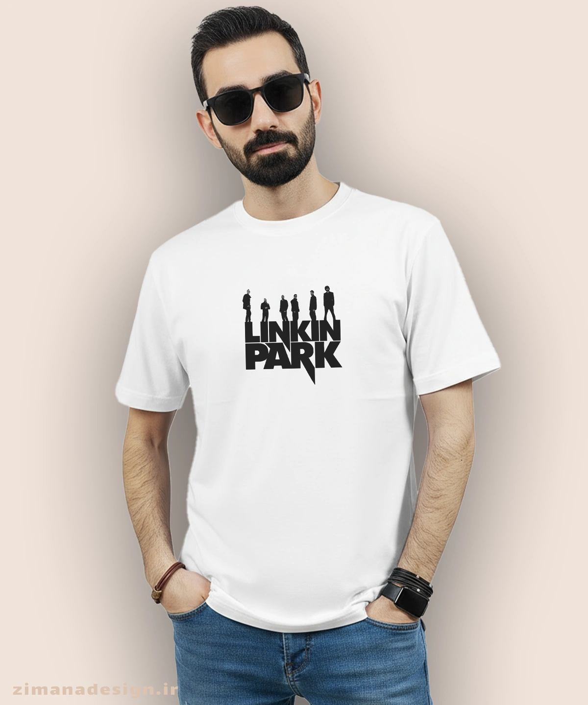 zimanaproduct-0973-b-w3 تیشرت مردانه و زنانه طرح گروه لینکین پارک کد 973 - Image 1