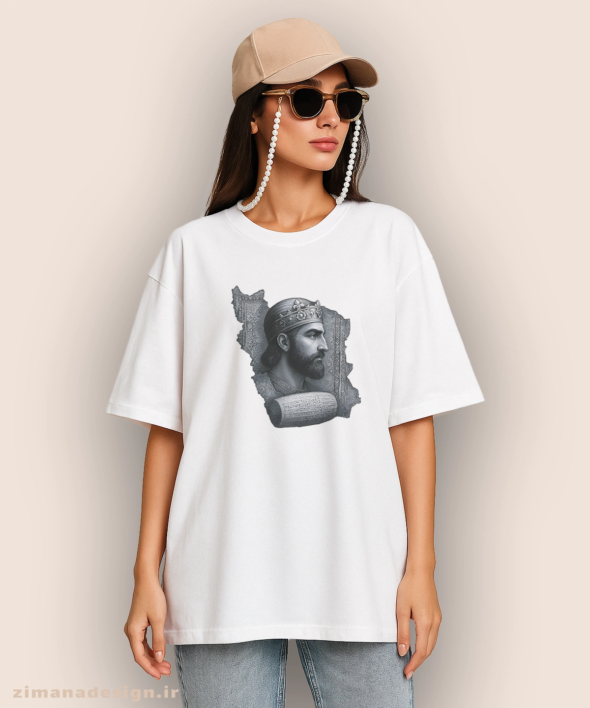 zimanaproduct-0996-l-w تیشرت لش مردانه و زنانه اصیل ایرانی طرح کوروش بزرگ کد 996 - Image 1