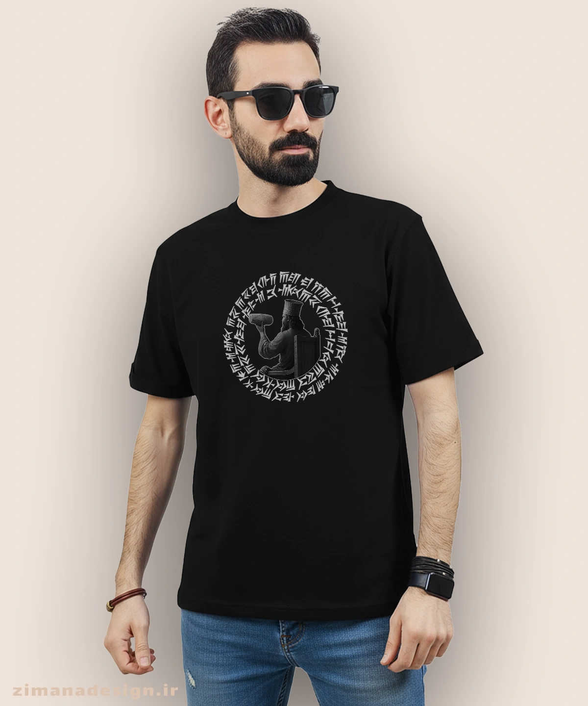 zimanaproduct-1000-b-b3 تیشرت مردانه و زنانه اصیل ایرانی طرح منشور کوروش بزرگ کد 1000 - Image 1