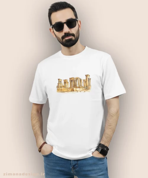 تیشرت مردانه و زنانه اصیل ایرانی طرح تخت جمشید کد 1001 - Image 3