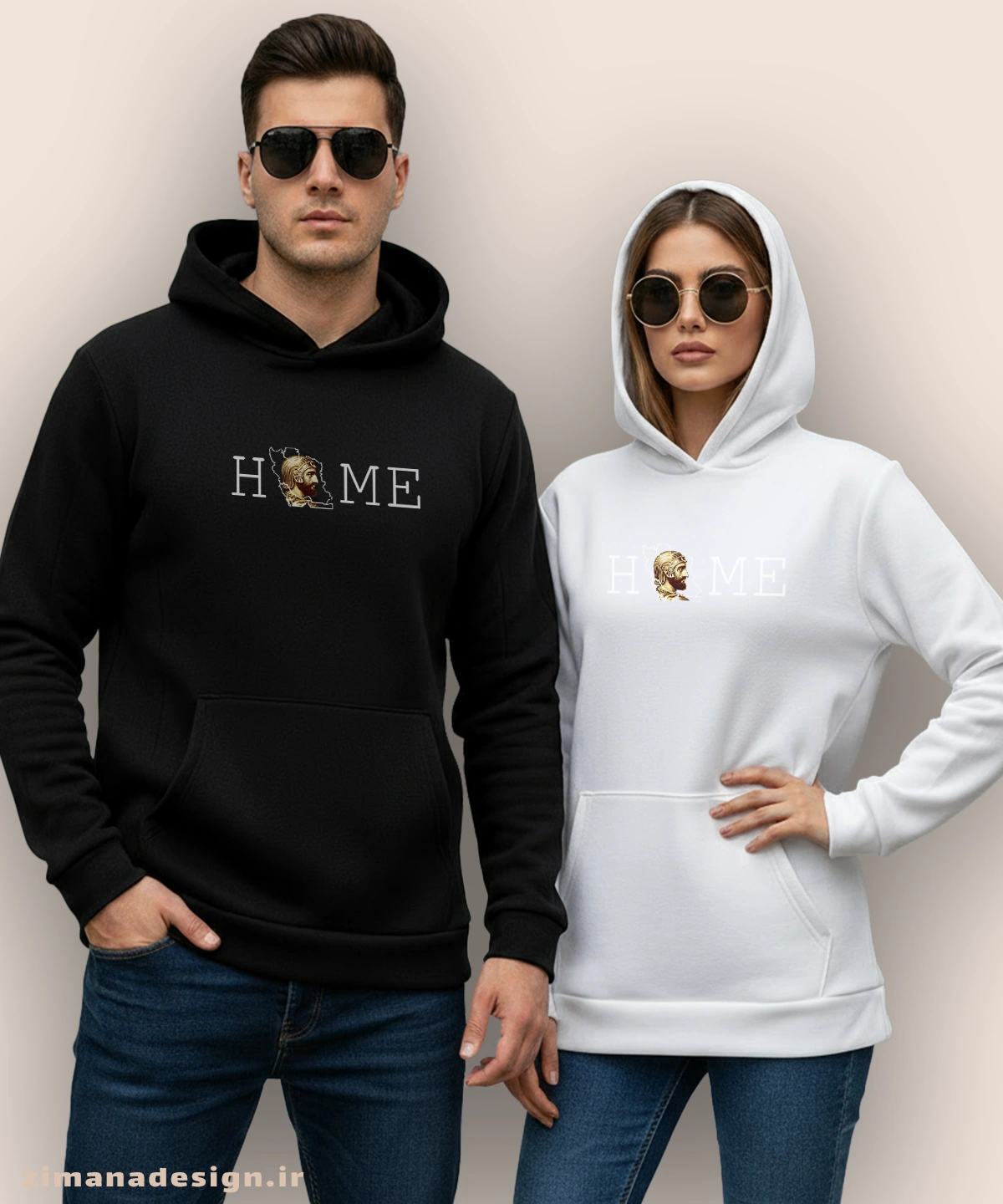 zimanaproduct-1006-h-bw2 هودی مردانه و زنانه اصیل ایرانی طرح کوروش بزرگ ترکیب با HOME - Image 1