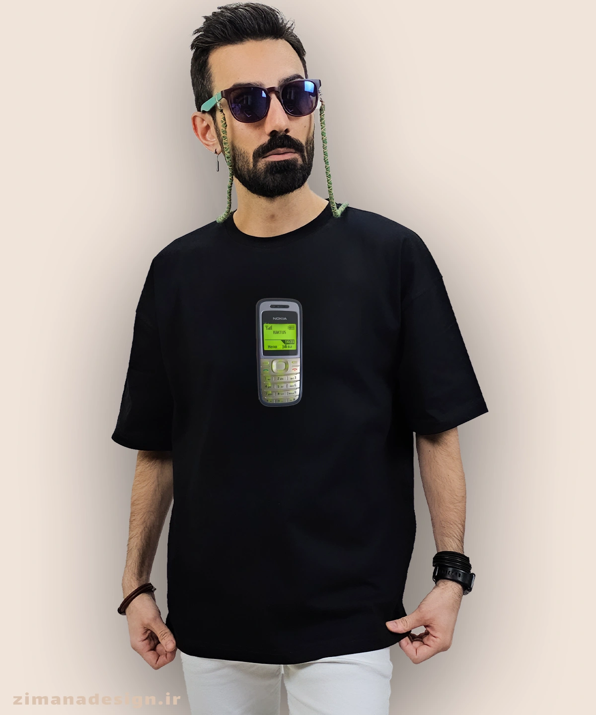 zimanaproduct-1021-l-b1 تیشرت لش مردانه و زنانه نوستالژی طرح نوکیا 1200 - Image 1