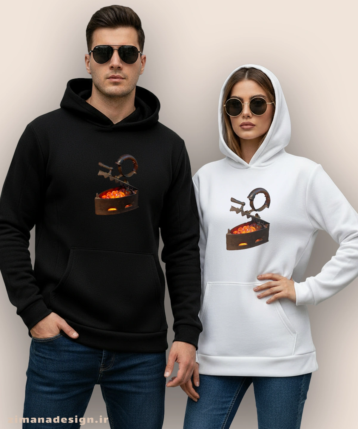 zimanaproduct-1028-h-bw2 هودی مردانه و زنانه نوستالژی طرح اتو ذغالی - Image 1