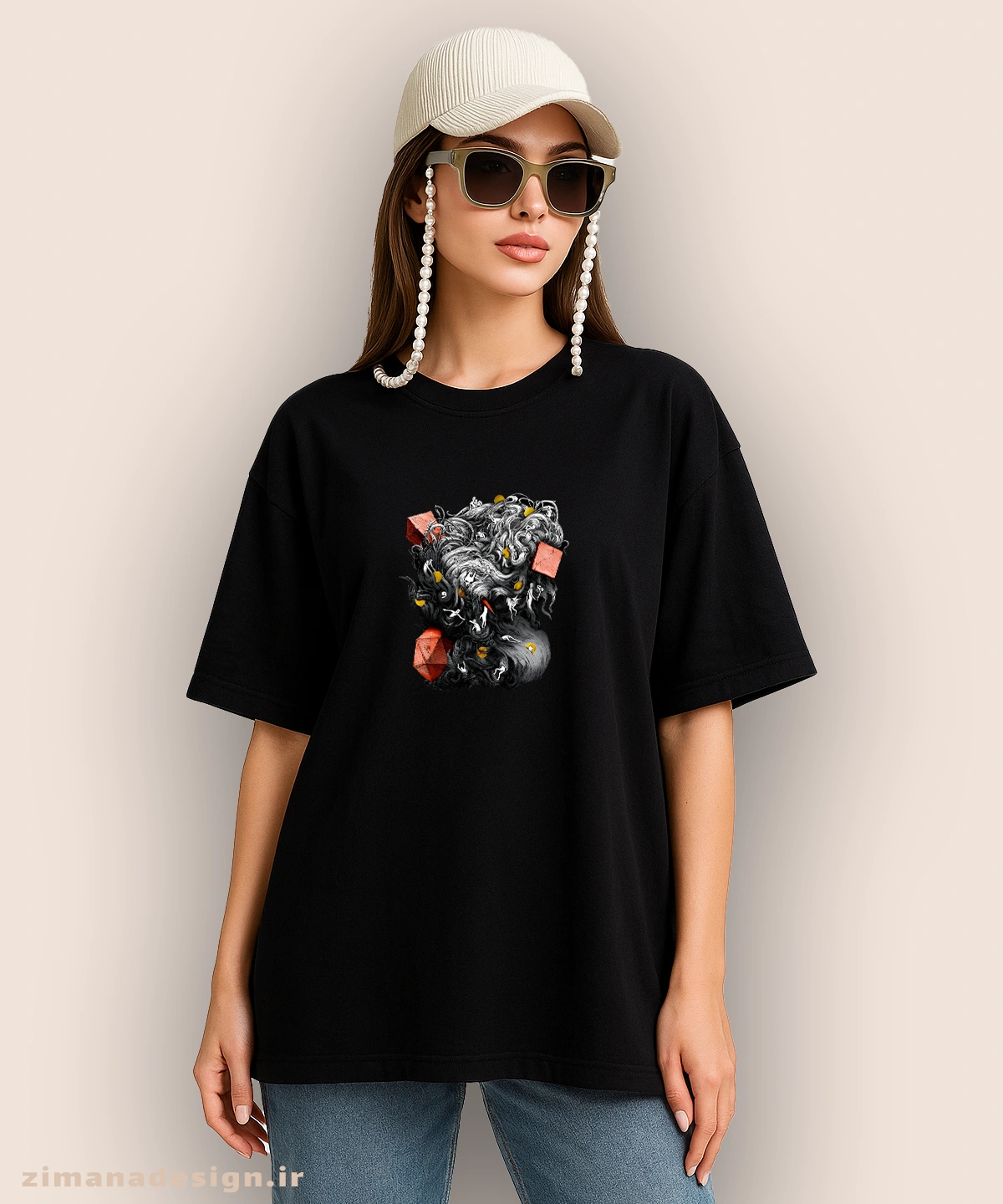 zimanaproduct-1042-l-b4 تیشرت لش مردانه و زنانه طرح آلبوم مجاز هیچکس - Image 1