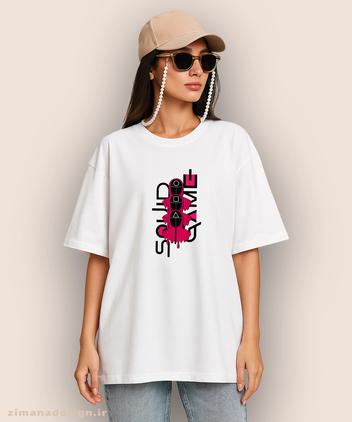 zimanaproduct-1048-l-w تیشرت لش مردانه و زنانه طرح اسکویید گیم کد 1048 - Image 1