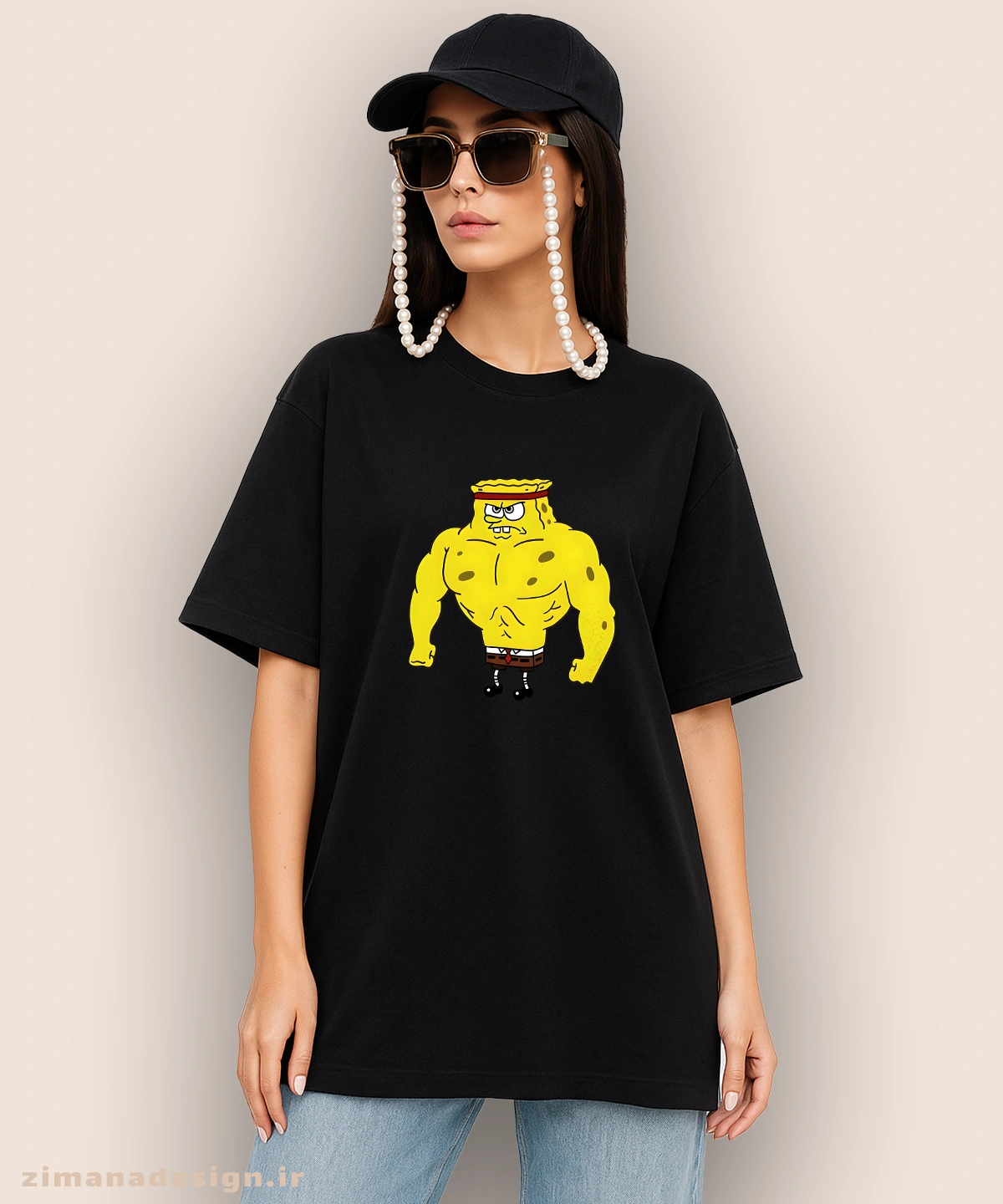 zimanaproduct-1057-l-b3 تیشرت لش مردانه و زنانه طرح باب اسفنجی بدنساز کد 1057 - Image 1
