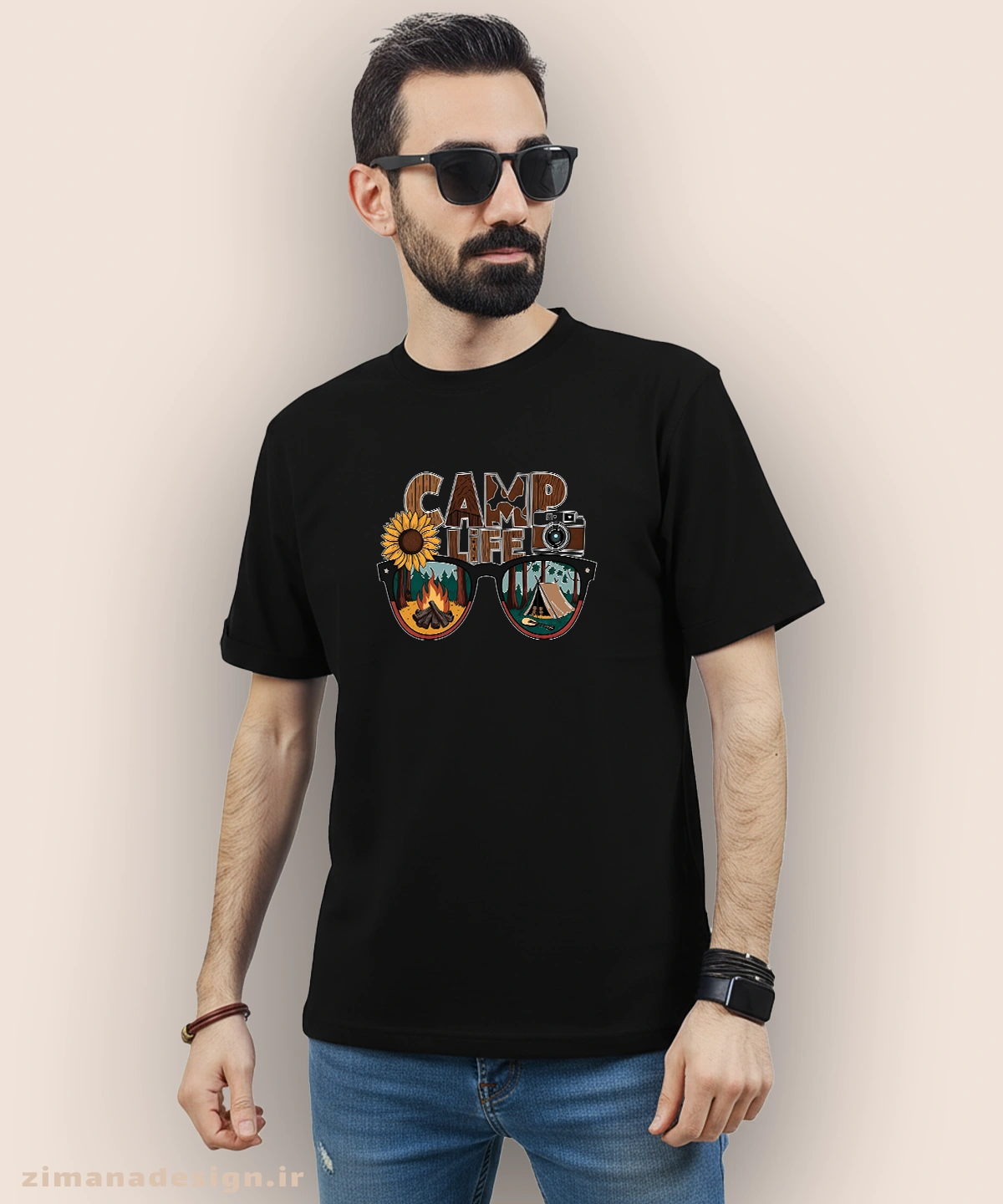 zimanaproduct-1066-b-b3 تیشرت مردانه و زنانه طرح کمپ و جنگل نوردی | camp life کد 1066 - Image 1